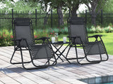 Outdoor Camping Chair Sun Lounger 2PCS - BLACK