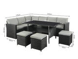 ARCADIA Outdoor Rattan Corner Dining Set 8PCS