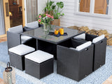 CAICOS Rattan Outdoor Dining Set 9PCS