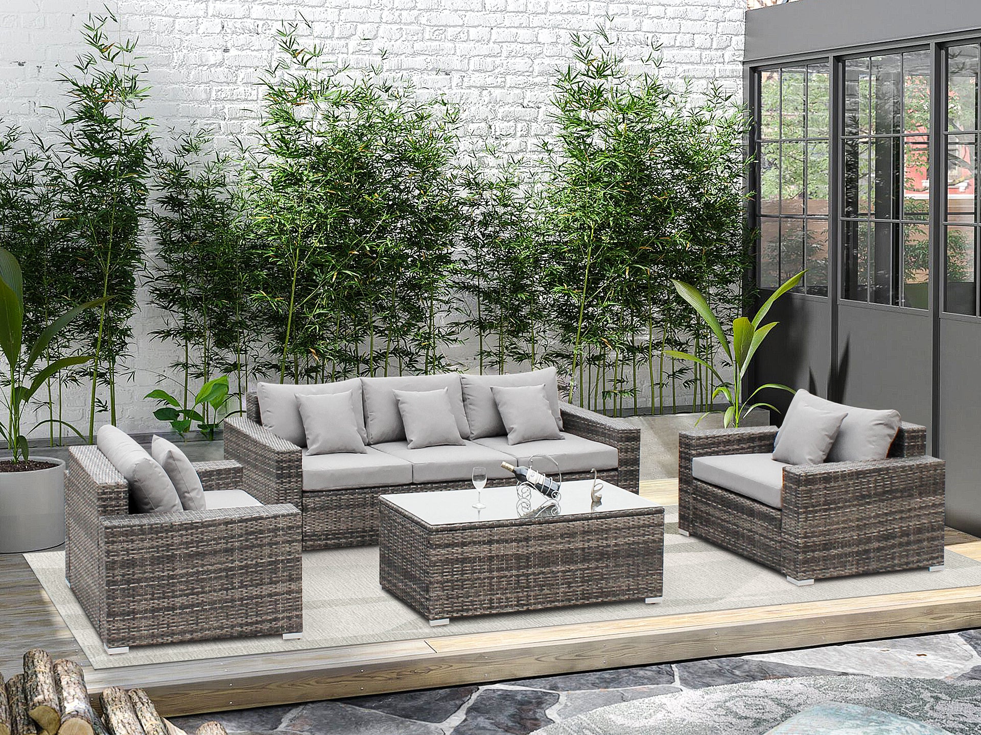 PALAWAN Rattan Outdoor Furniture Sofa Set 4PCS