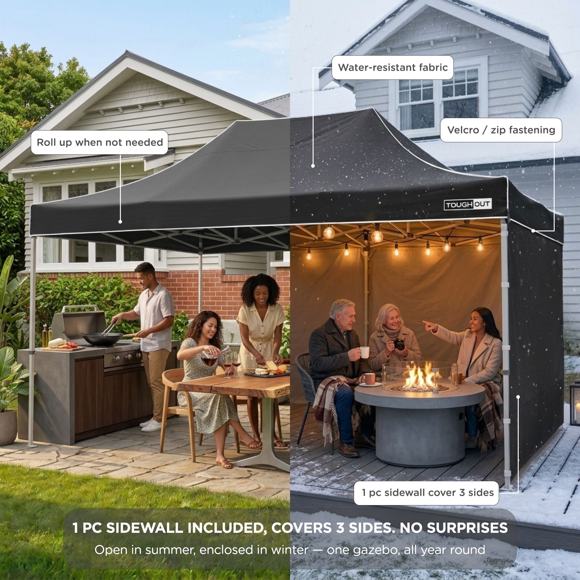 TOUGHOUT Thunderstorm Gazebo 3x4.5M - Black