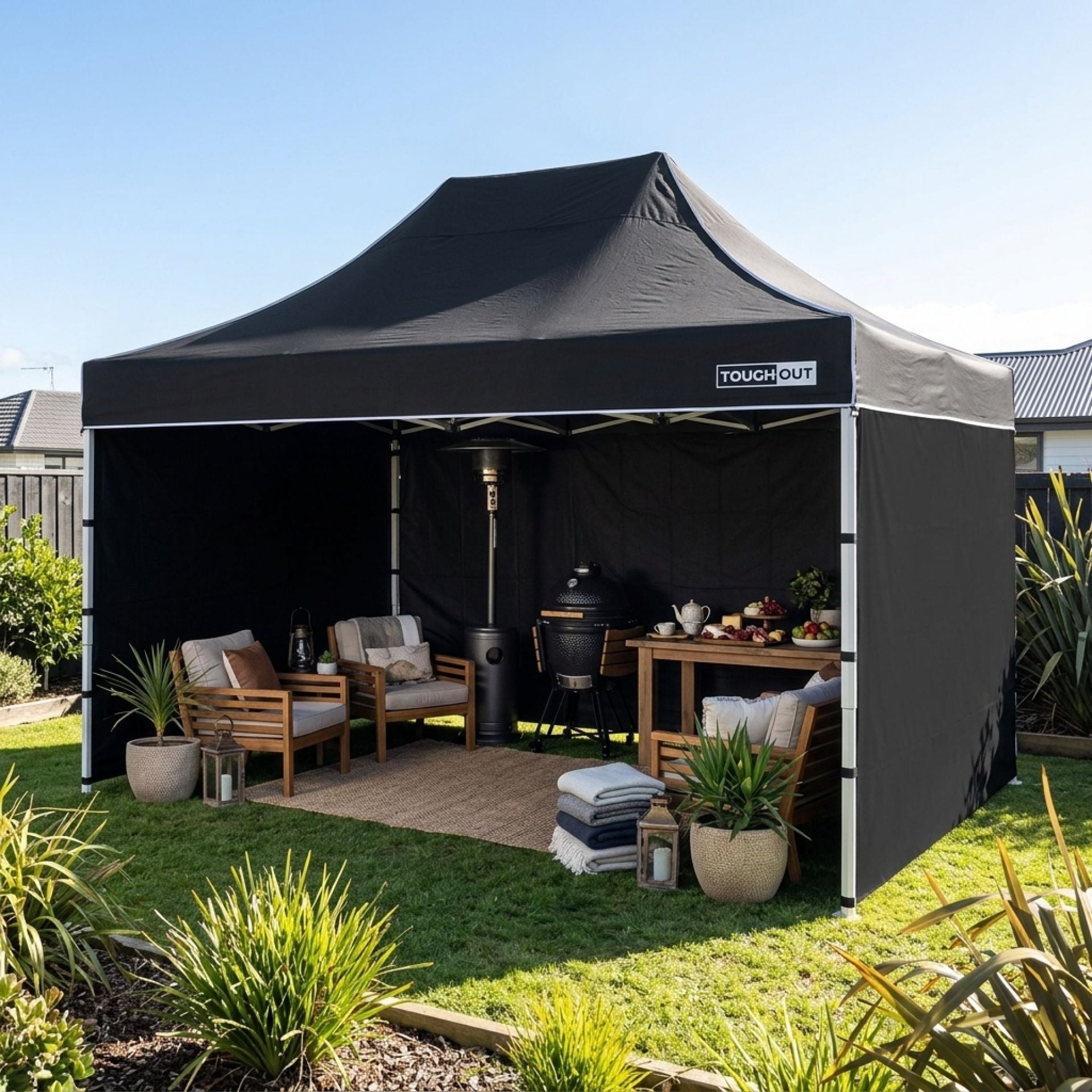 TOUGHOUT Thunderstorm Gazebo 3x4.5M - Black