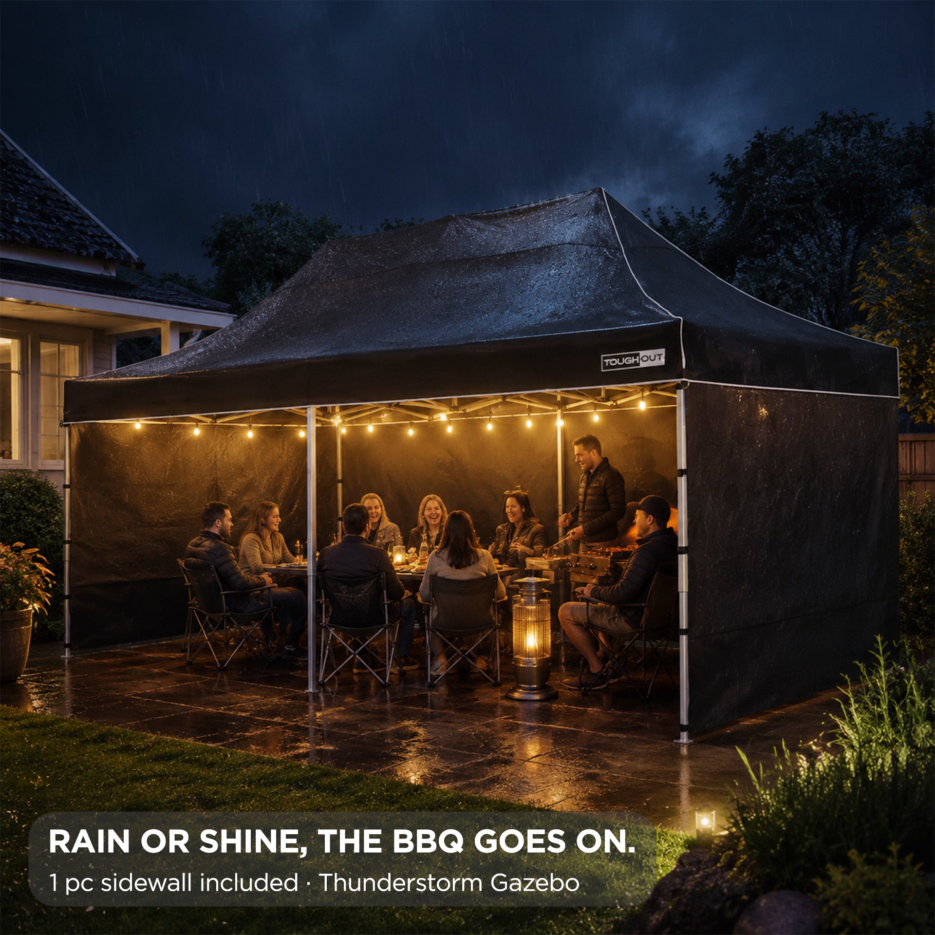 TOUGHOUT Thunderstorm Gazebo 3x6M - Black