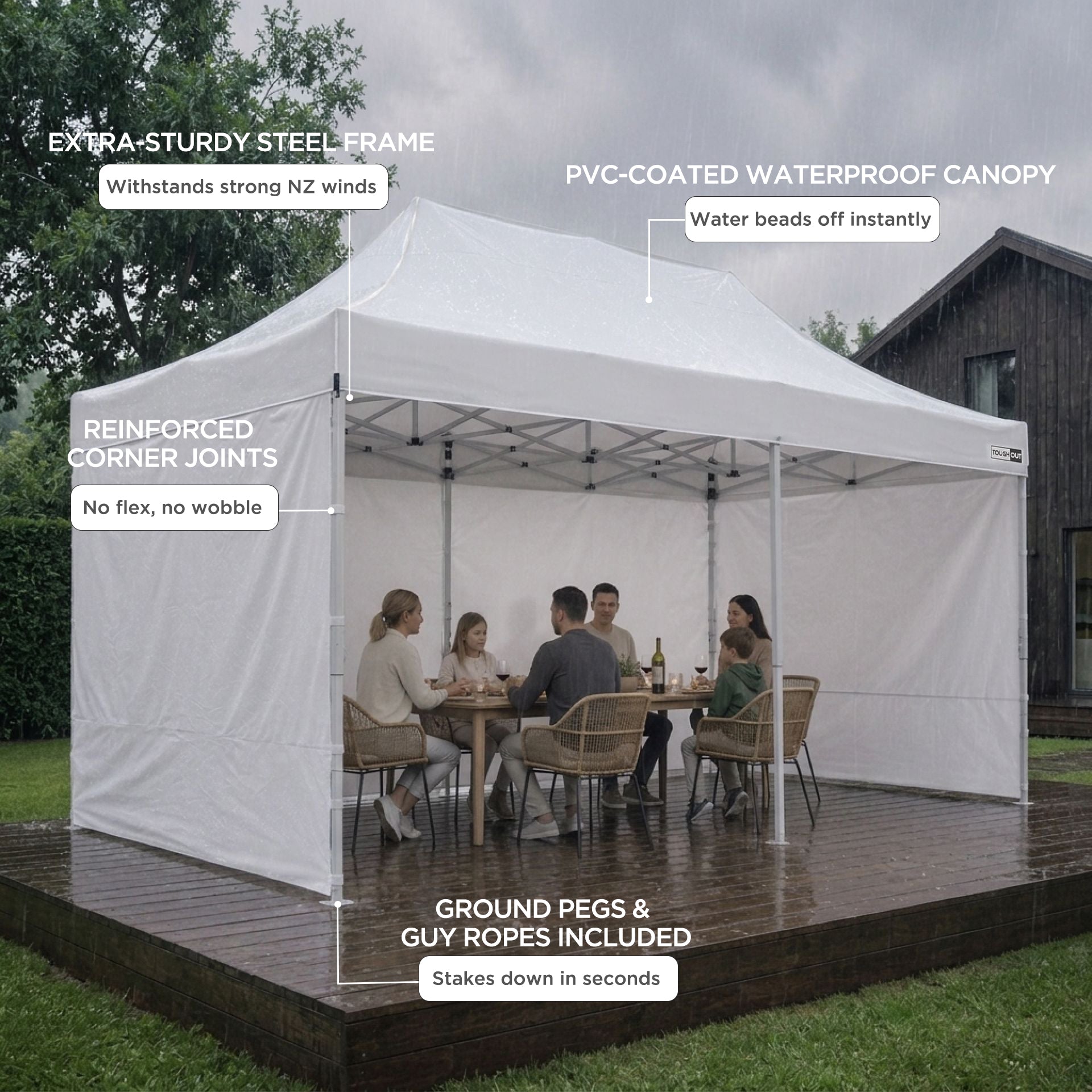 TOUGHOUT Thunderstorm Gazebo 3x6M - White