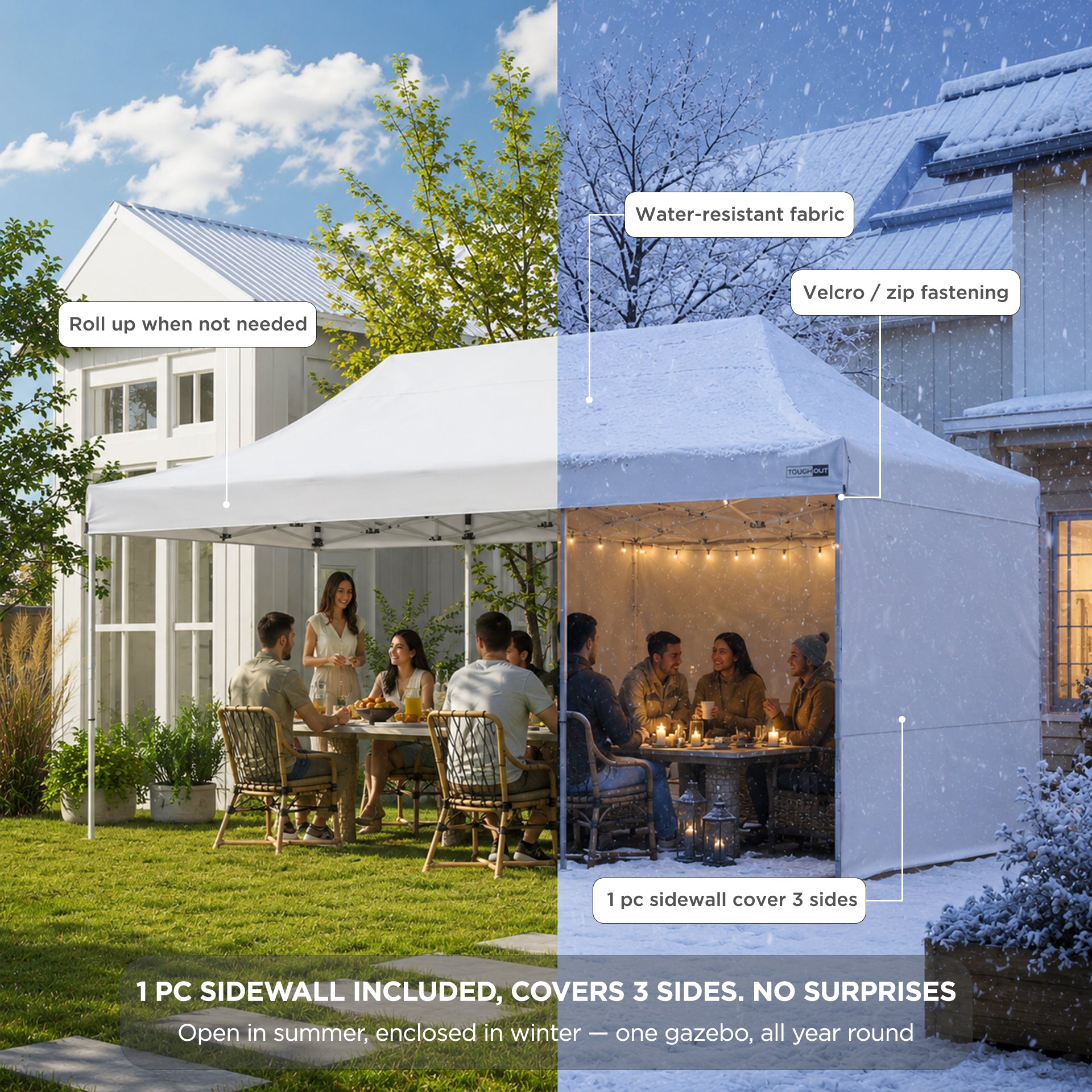 TOUGHOUT Thunderstorm Gazebo 3x6M - White