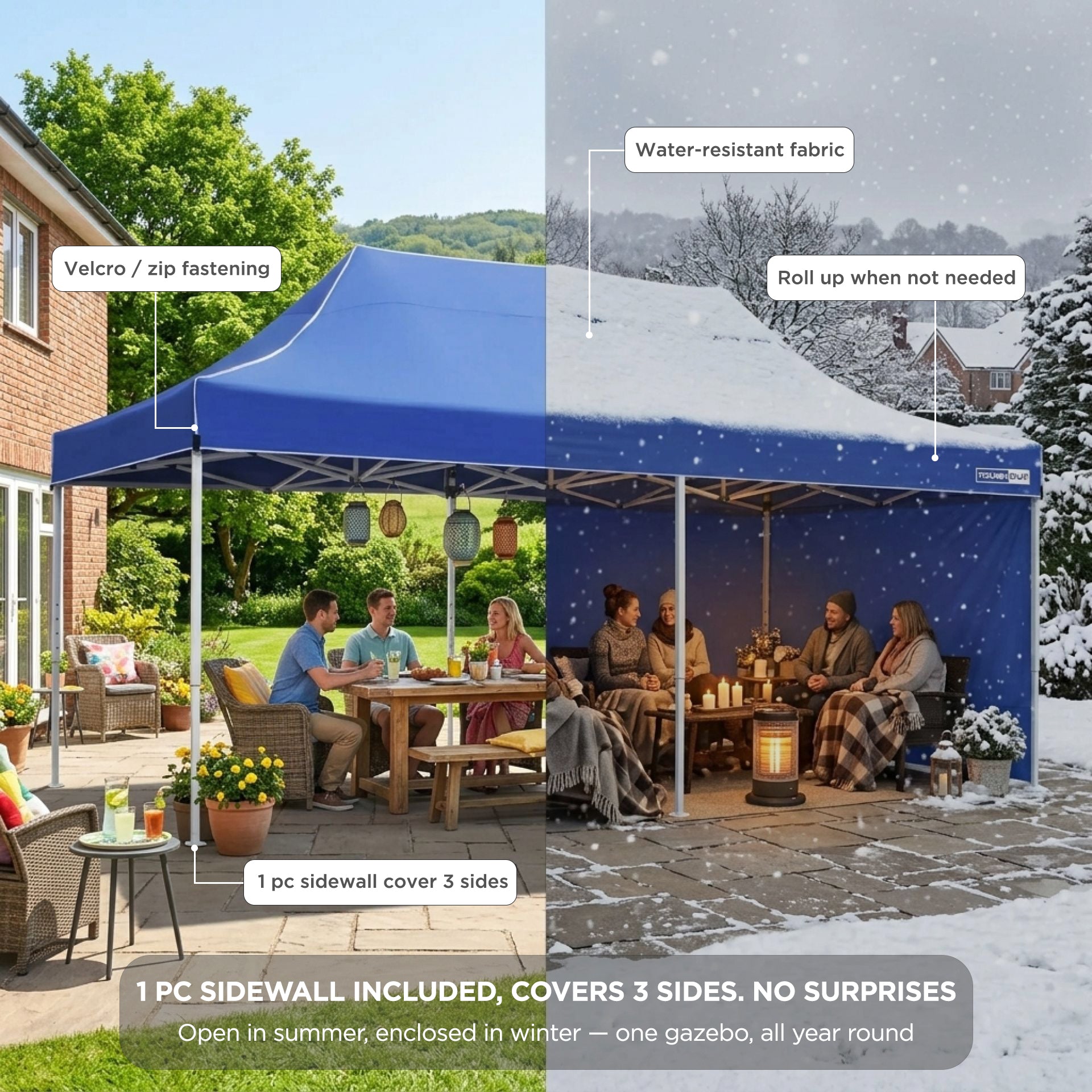 TOUGHOUT Thunderstorm Gazebo 3x6M - Blue