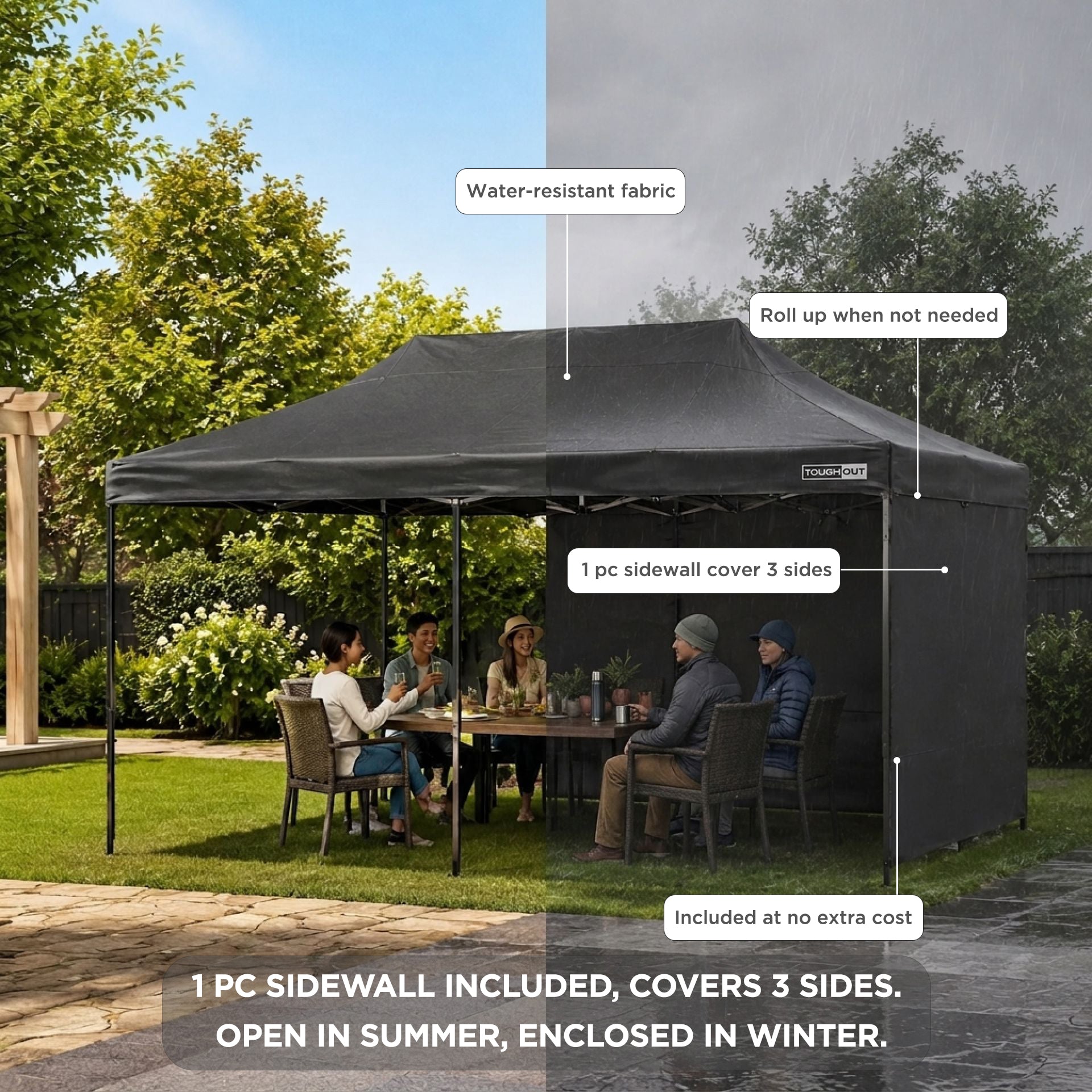TOUGHOUT Breeze Gazebo 3x6M - Black
