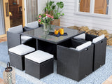 CAICOS Rattan Outdoor Dining Set 9PCS