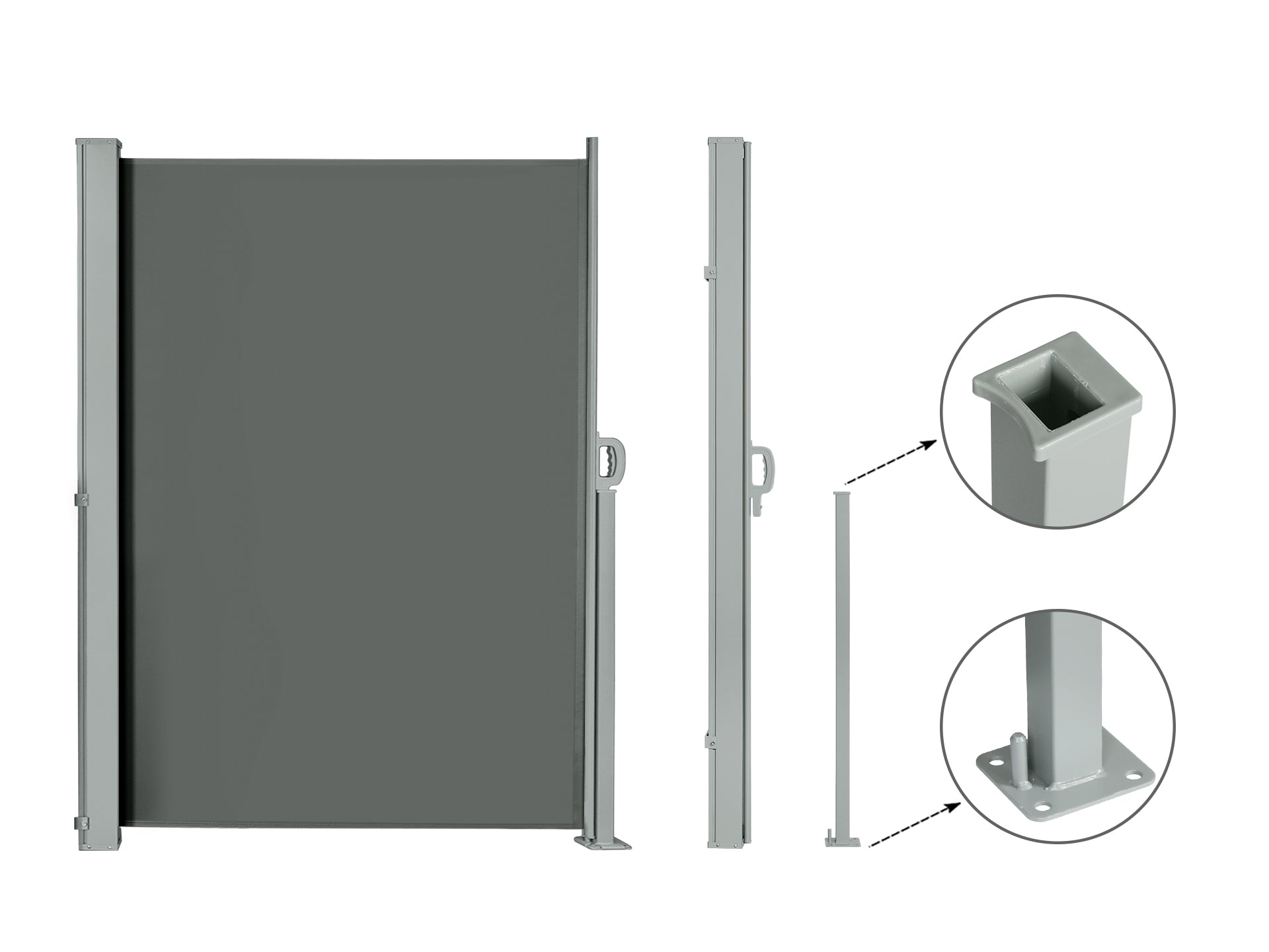 TOUGHOUT 1 6m X 3m Retractable Side Awning Screen Shade toughout-1-6m-x-3m-retractable-side-awning-screen-shade