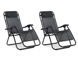 Outdoor Camping Chair Sun Lounger 2PCS - BLACK