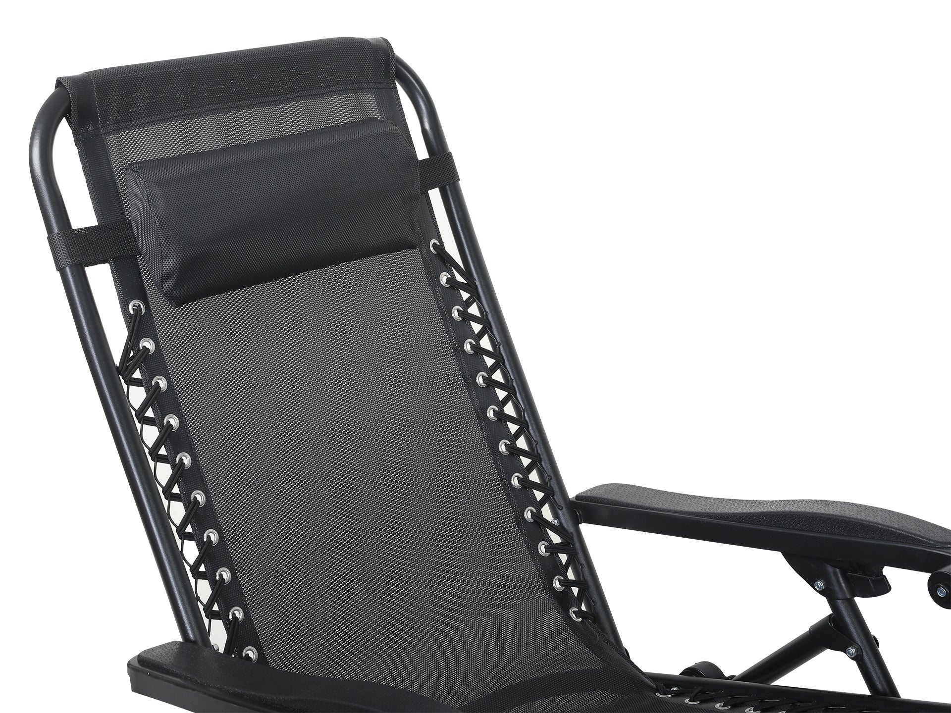 Outdoor Camping Chair Sun Lounger 2PCS - BLACK