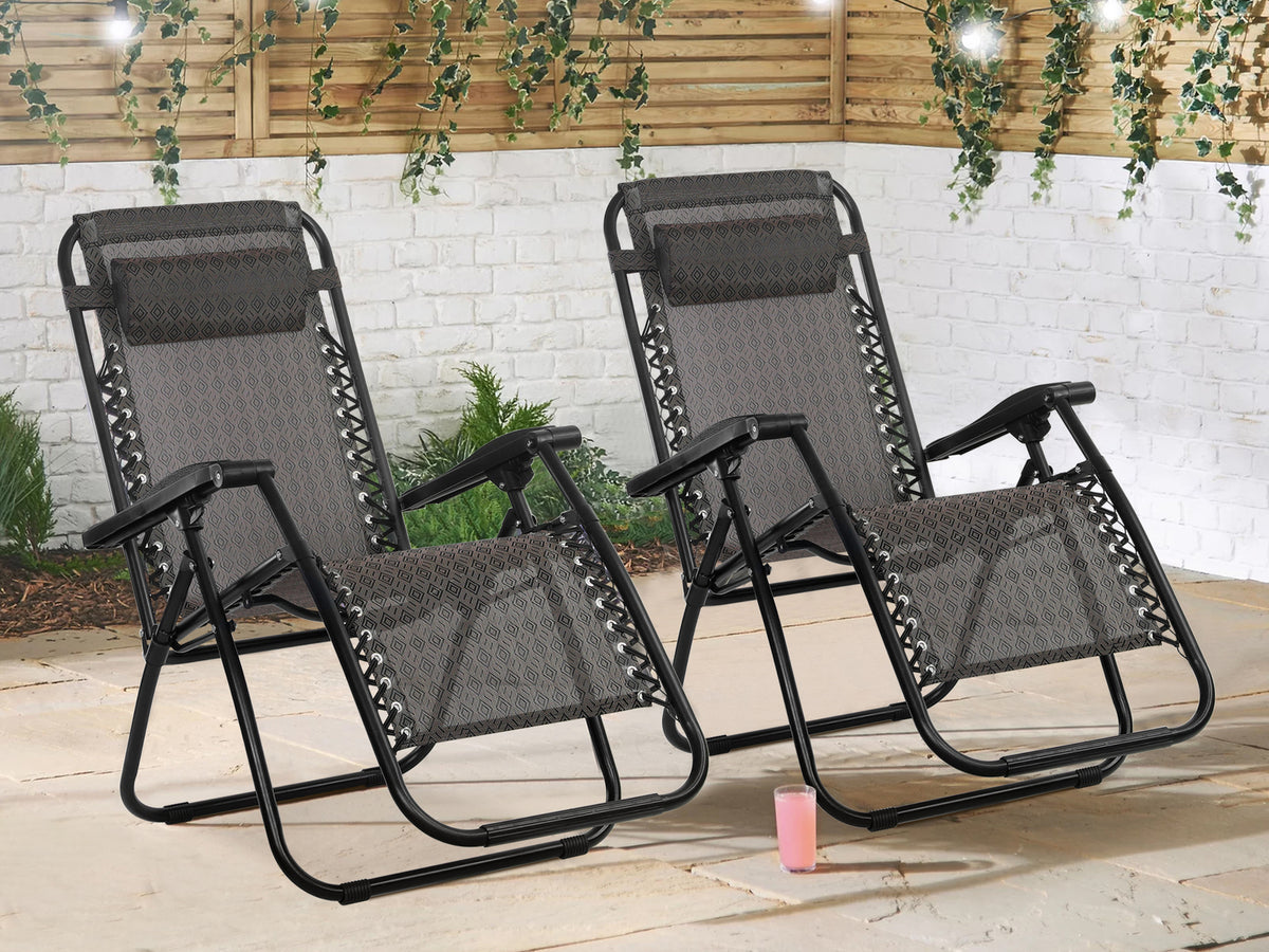 Outdoor Camping Chair Sun Lounger 2PCS - BROWN