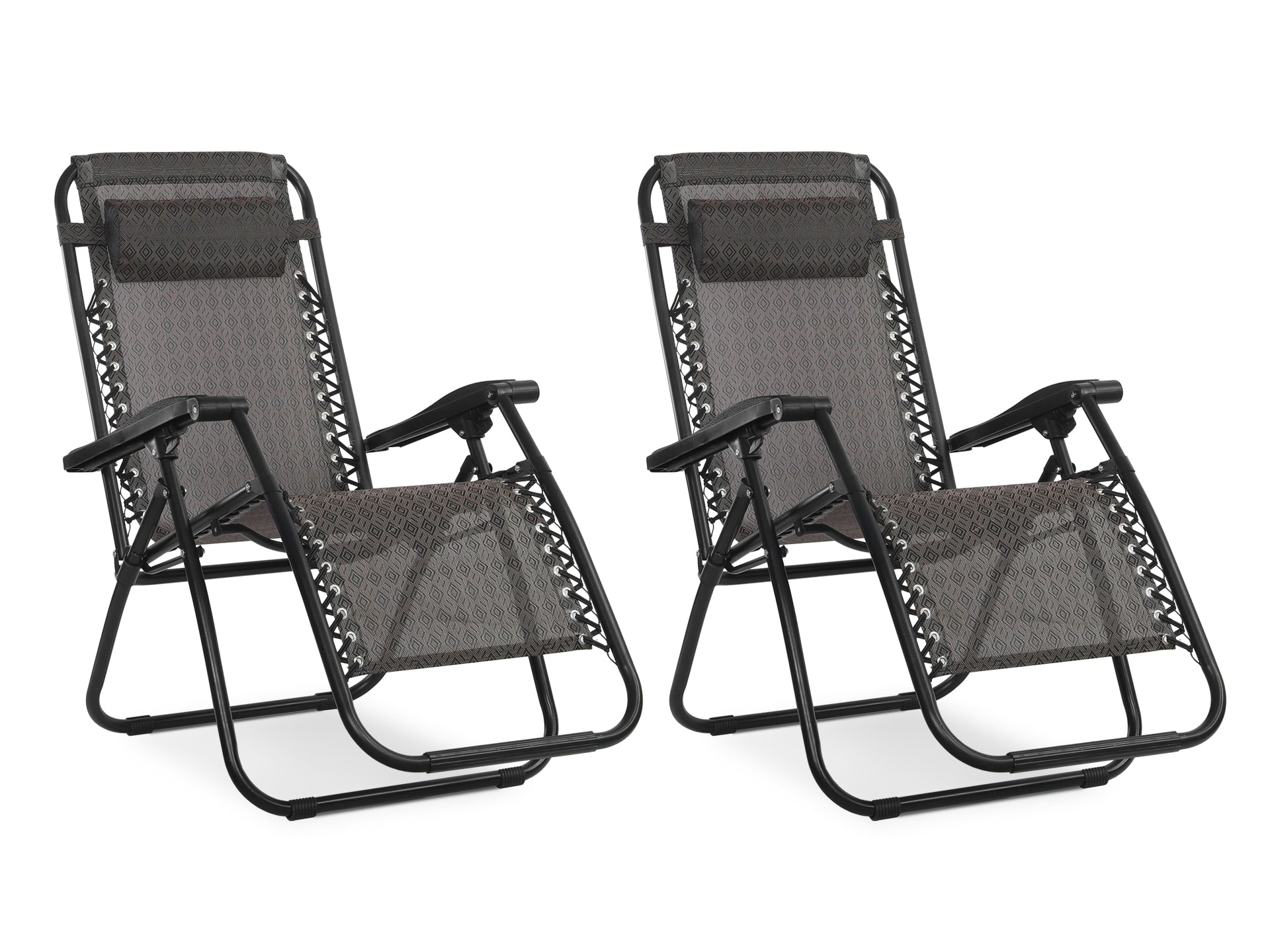 Outdoor Camping Chair Sun Lounger 2PCS - BROWN