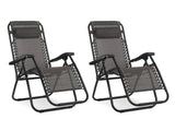 Outdoor Camping Chair Sun Lounger 2PCS - BROWN