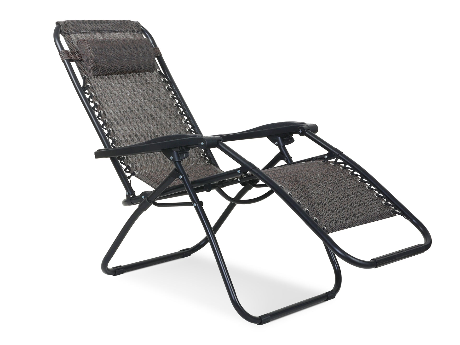 Outdoor Camping Chair Sun Lounger 2PCS - BROWN