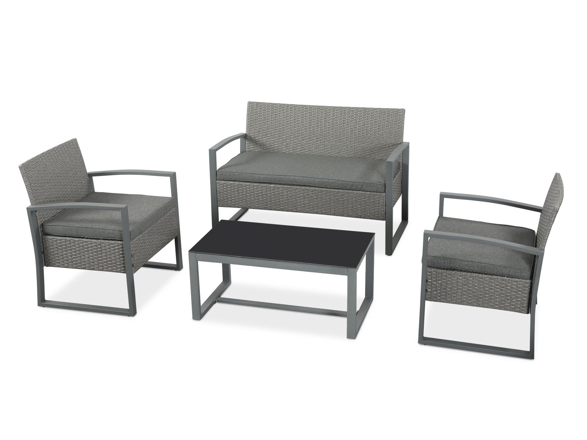 HATTON Metal Outdoor Sofa Set 4PCS - GREY