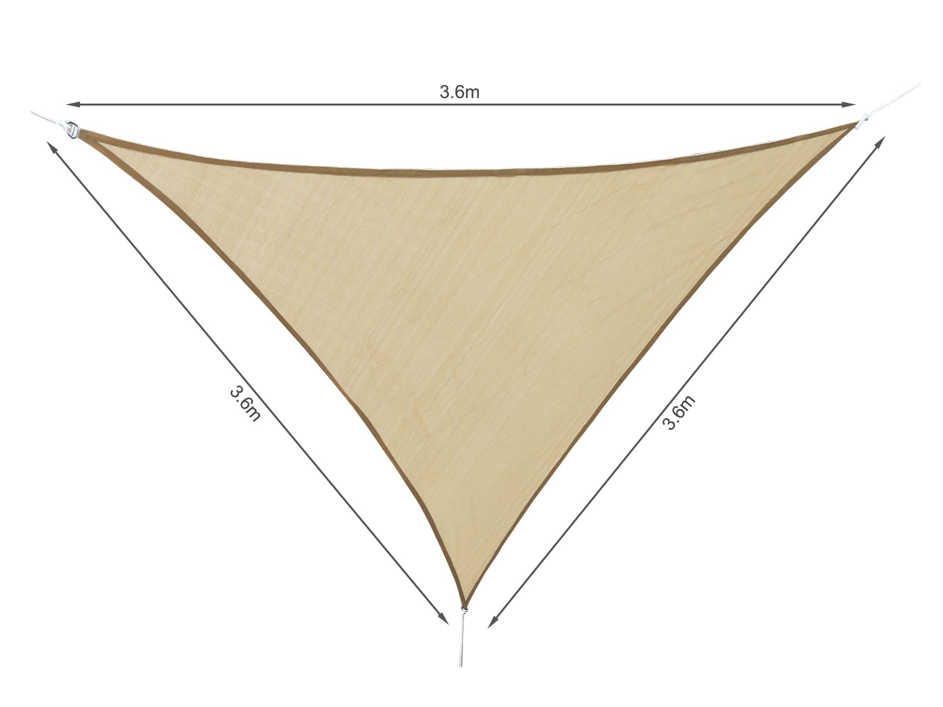 TOUGHOUT Kool Triangle Shade Sail 3.6m x 3.6m x 3.6m - SAND