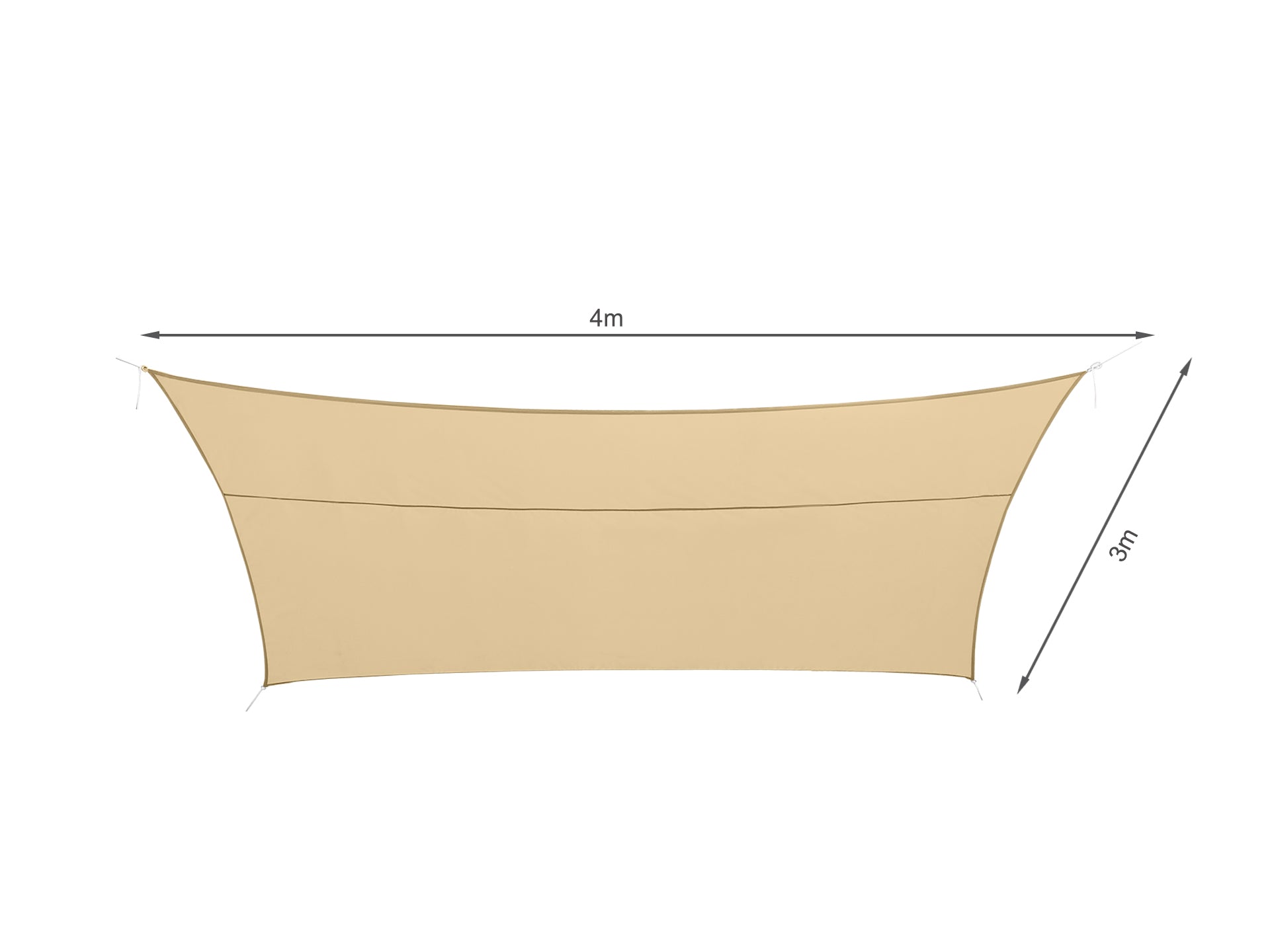 TOUGHOUT Serein Waterproof Rectangle Shade Sail 3m x 4m - SAND