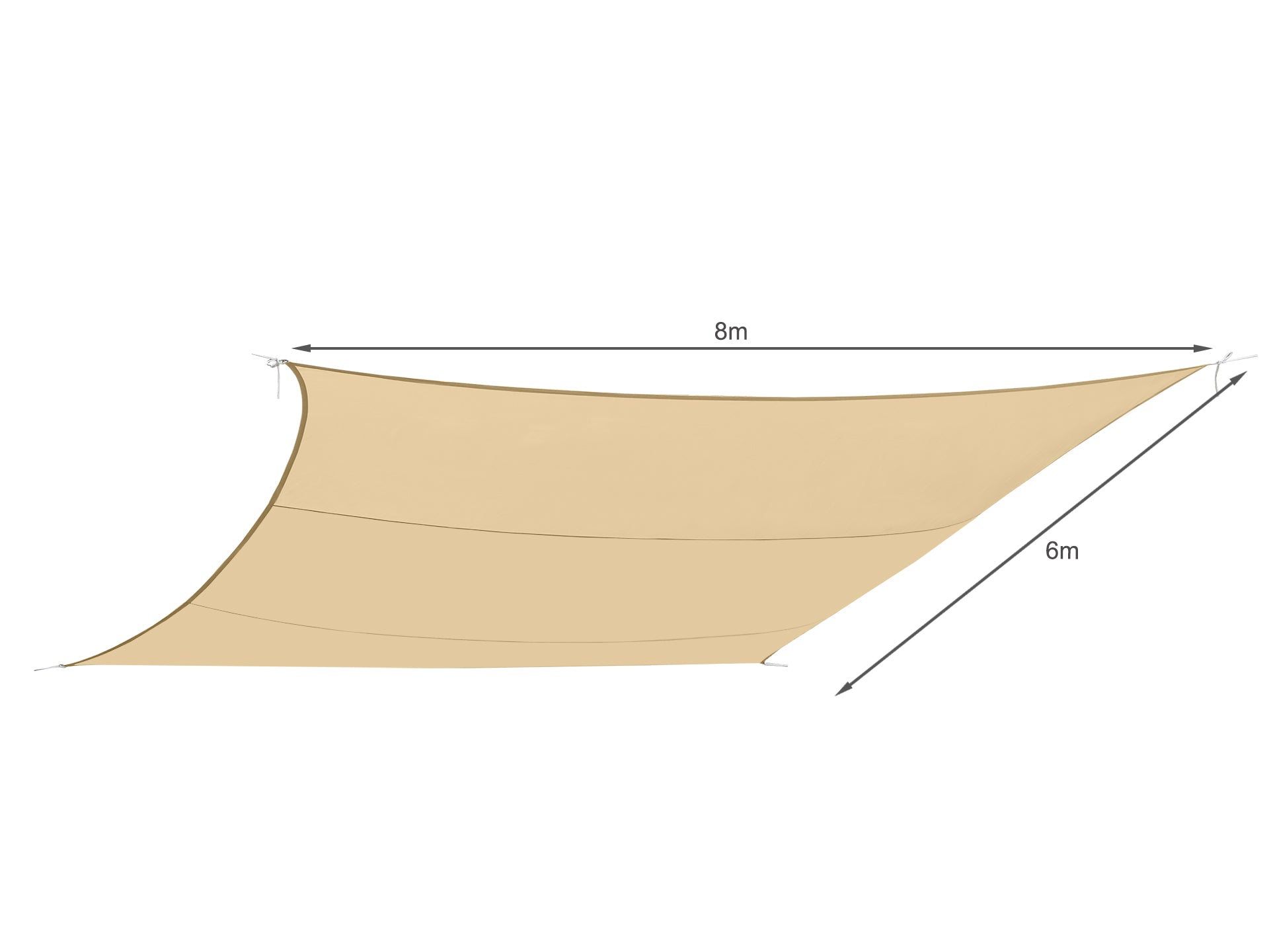 TOUGHOUT Serein Waterproof Rectangle Shade Sail 6m x 8m - SAND