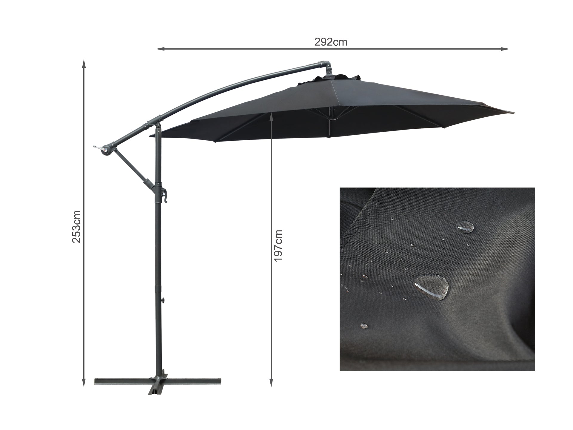 TOUGHOUT Kauri Outdoor Cantilever Umbrella 3m