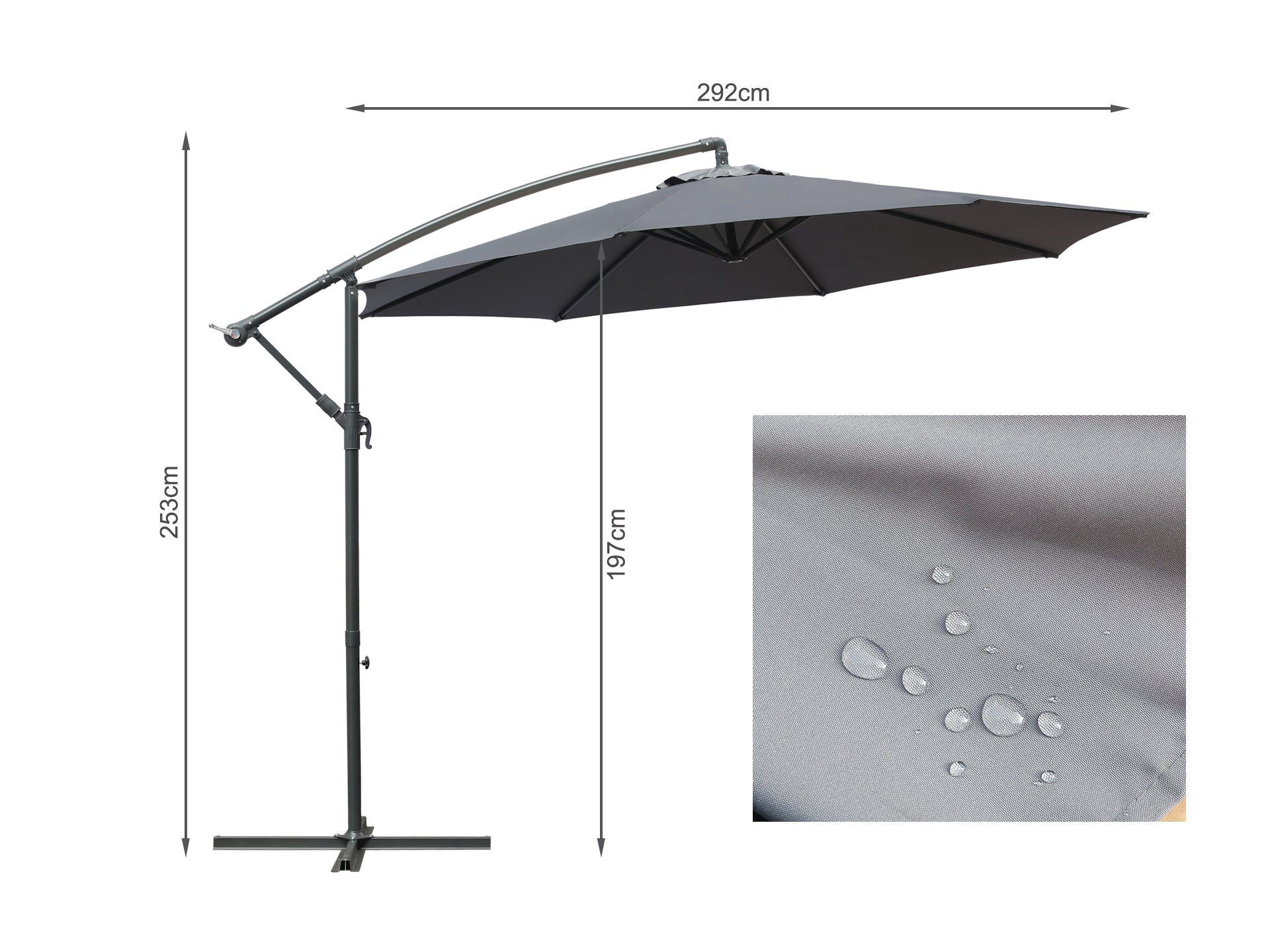 TOUGHOUT Kauri Outdoor Cantilever Umbrella 3m