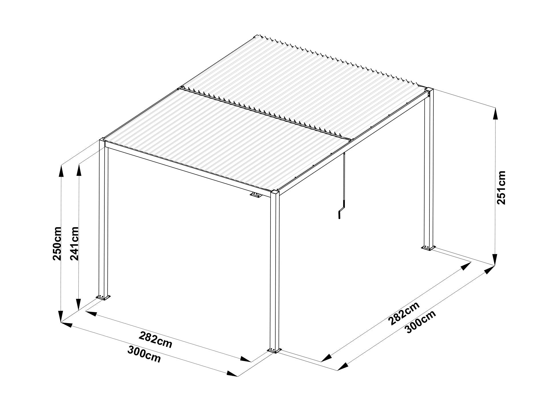 TOUGHOUT Manual Louvre Roof Aluminium Pergola 3m x 3m - Charcoal Grey