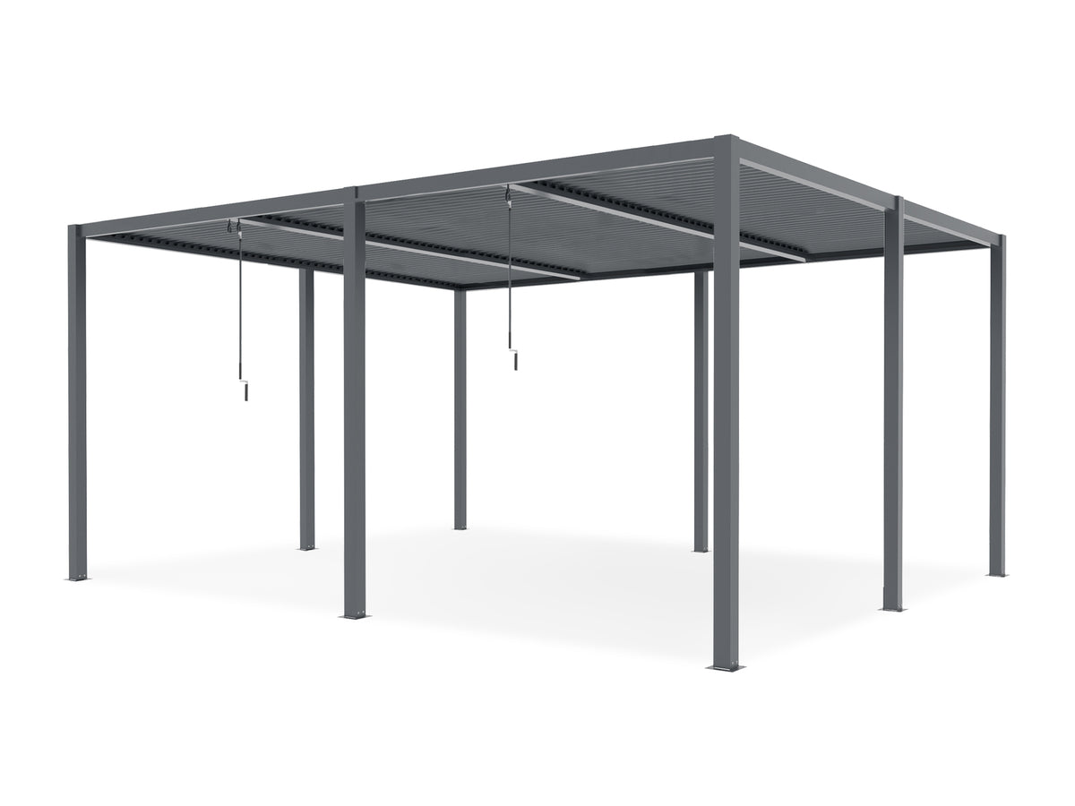 TOUGHOUT Manual Louvre Roof Aluminium Pergola 6m x 4m - Charcoal Grey