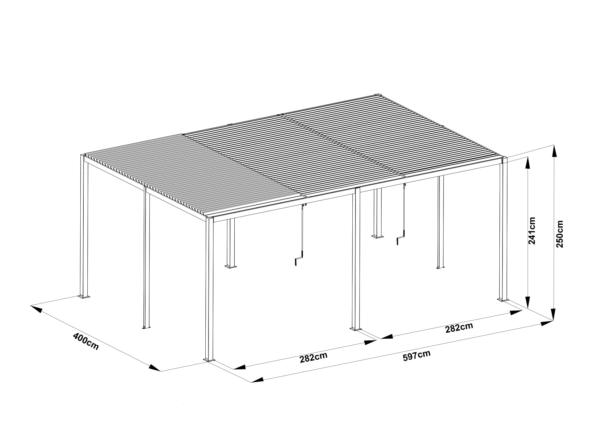 TOUGHOUT Manual Louvre Roof Aluminium Pergola 6m x 4m - Charcoal Grey