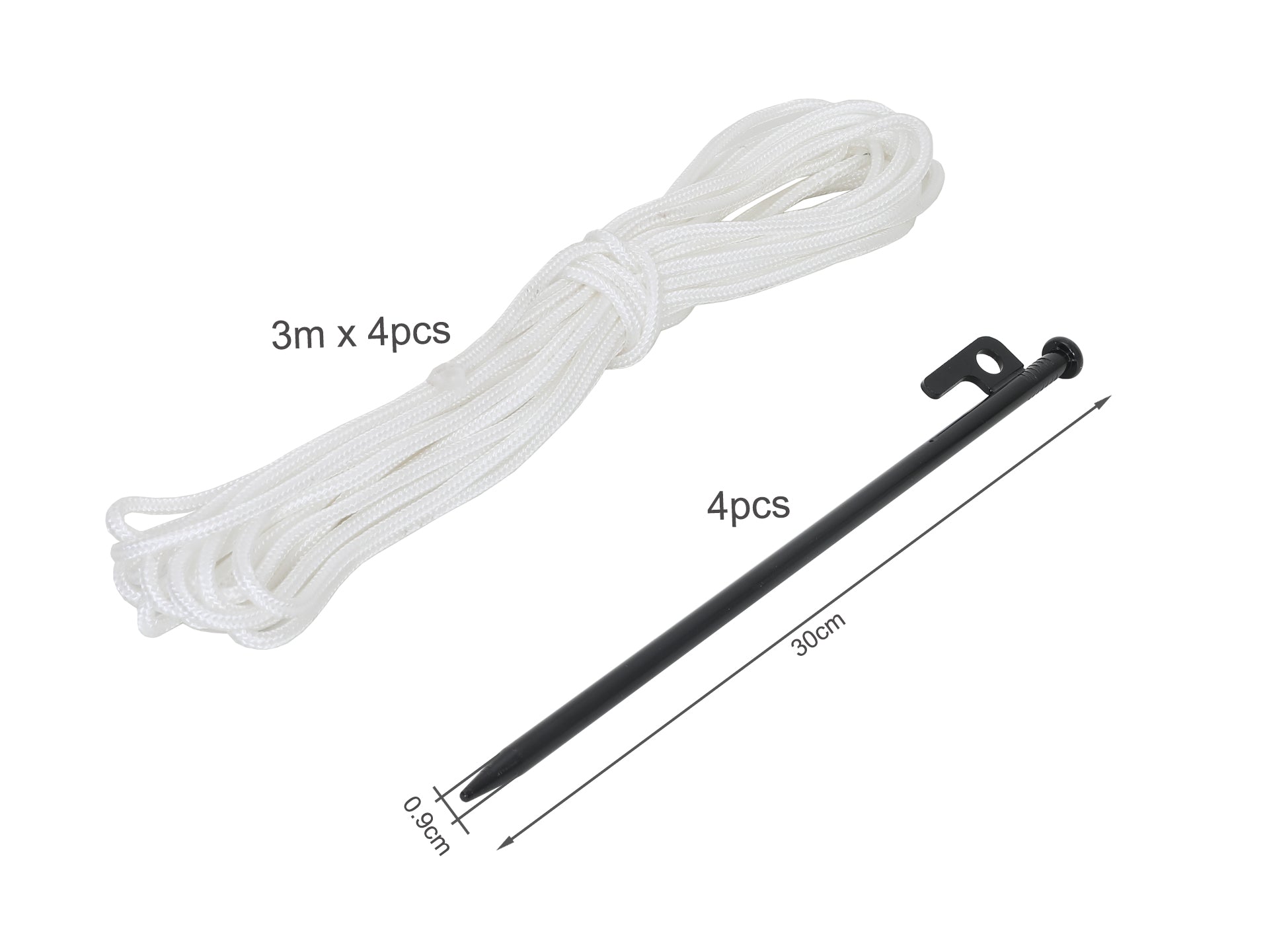 Heavy Duty Tent Stakes with Tent Ropes 30cm