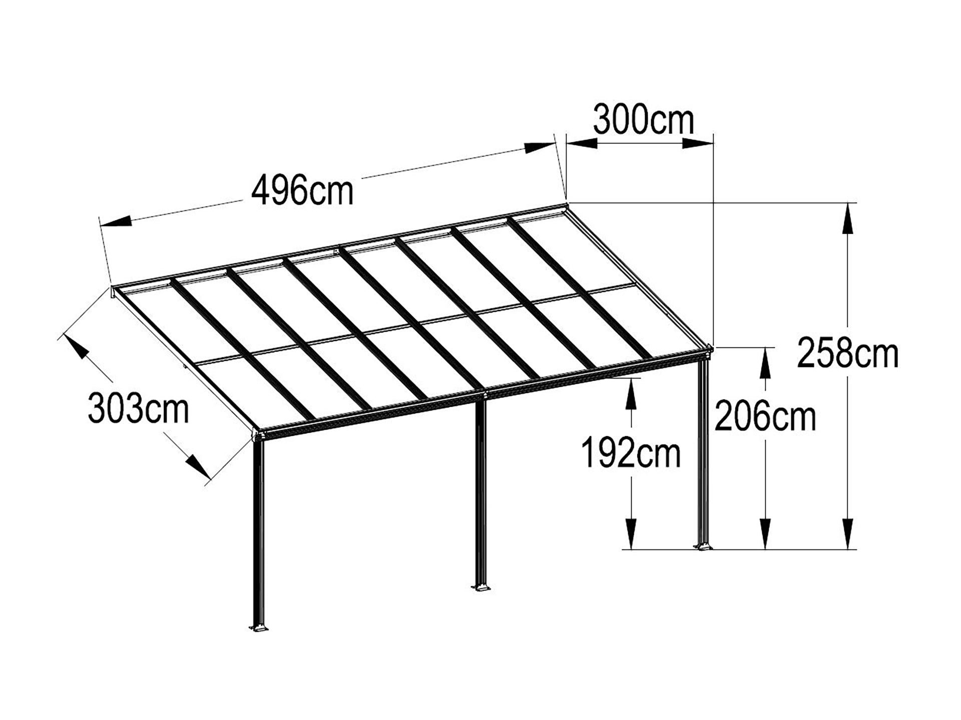 Patio Canopy Roof 4.96M x 3M