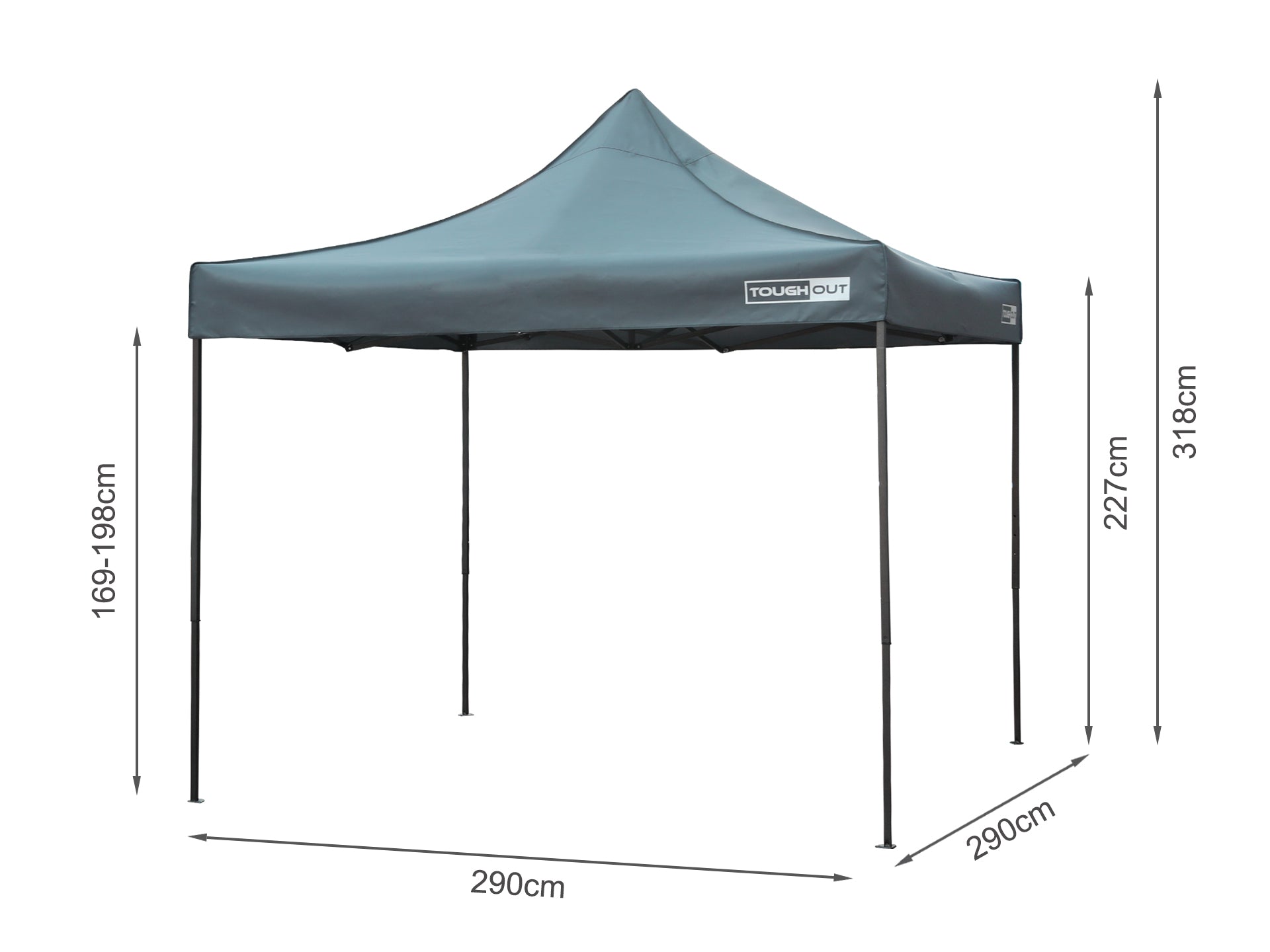 TOUGHOUT Breeze Gazebo 3x3M - Grey