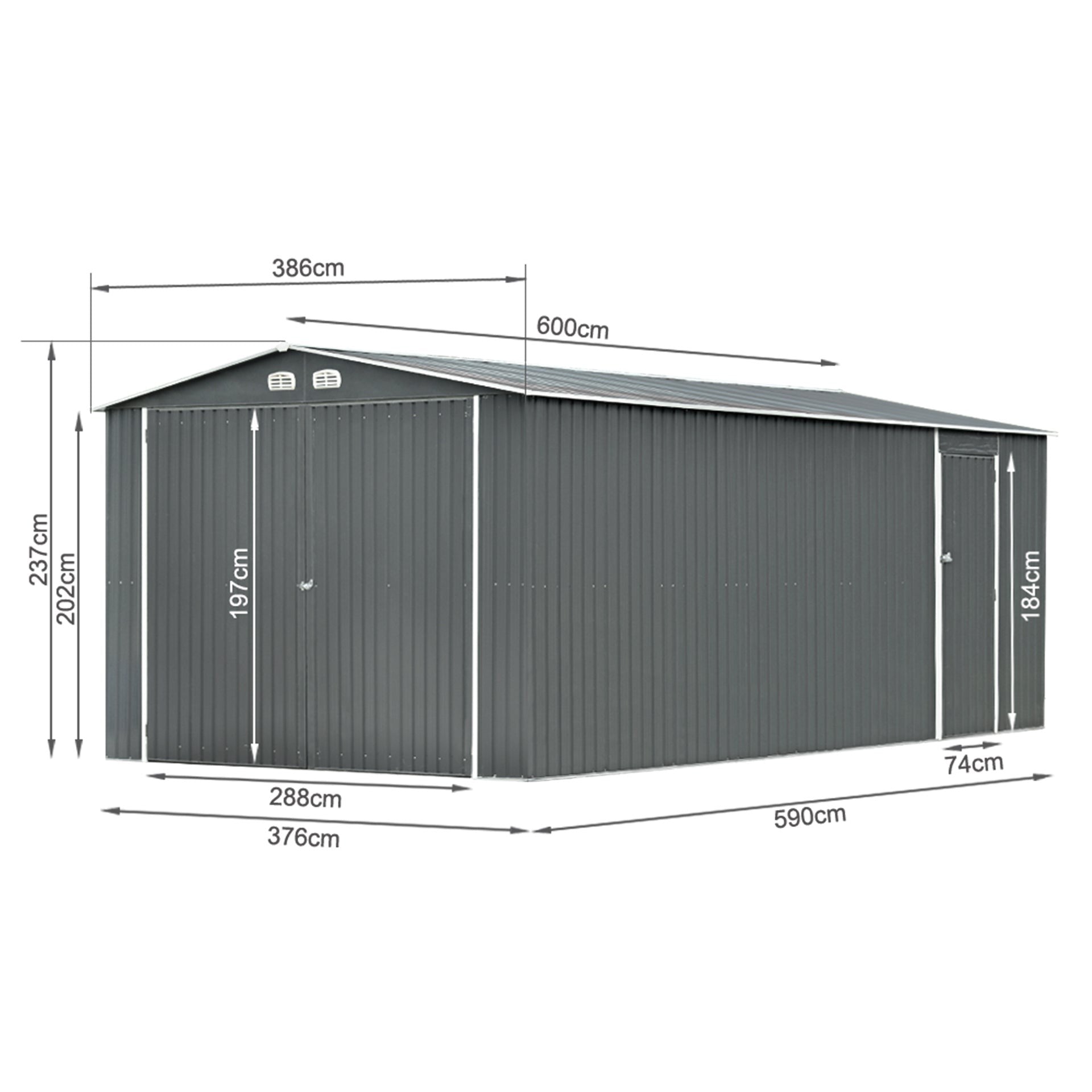 TOUGHOUT Car Garage Workshop 6.02M x 3.86M x 2.37M