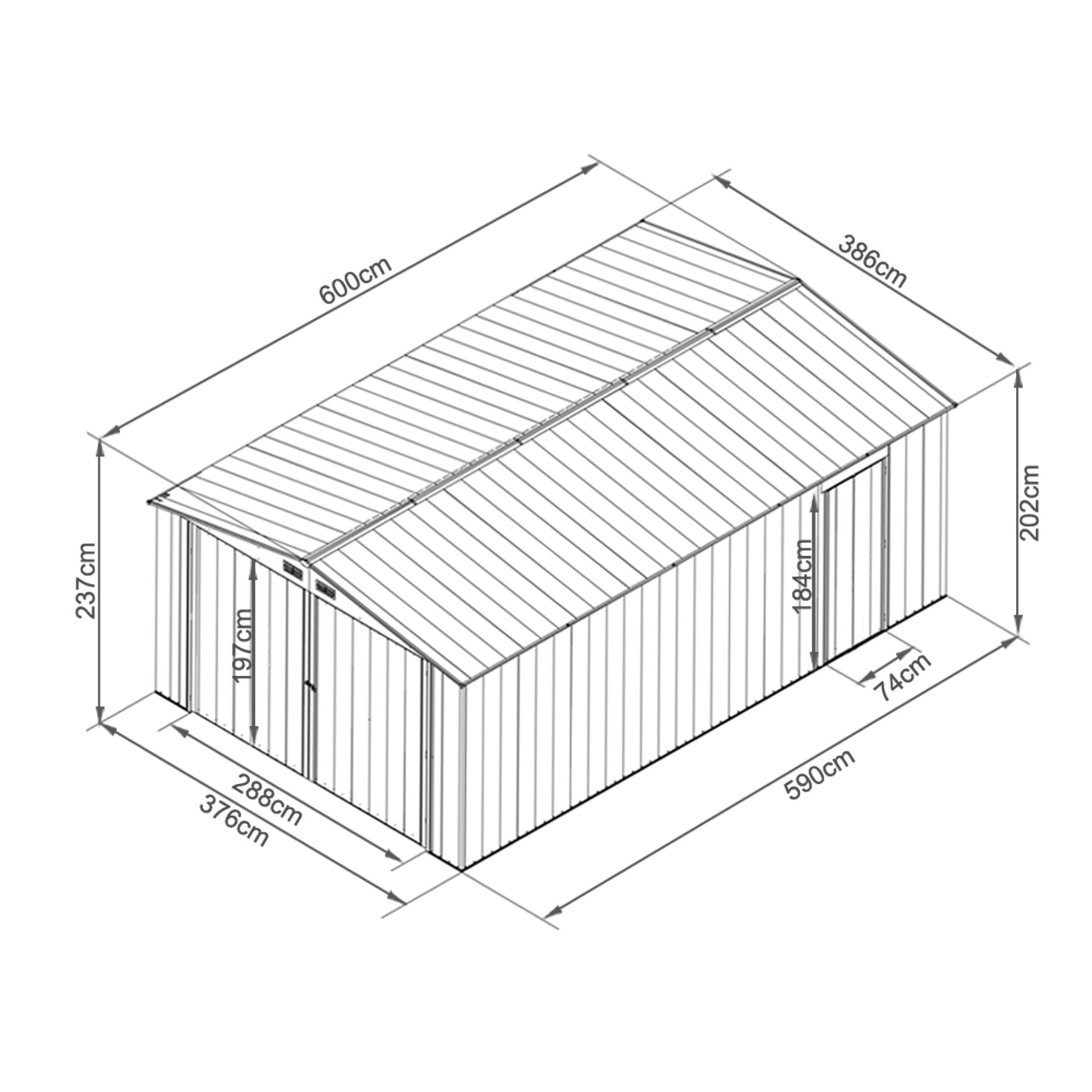 TOUGHOUT Car Garage Workshop 6.02M x 3.86M x 2.37M