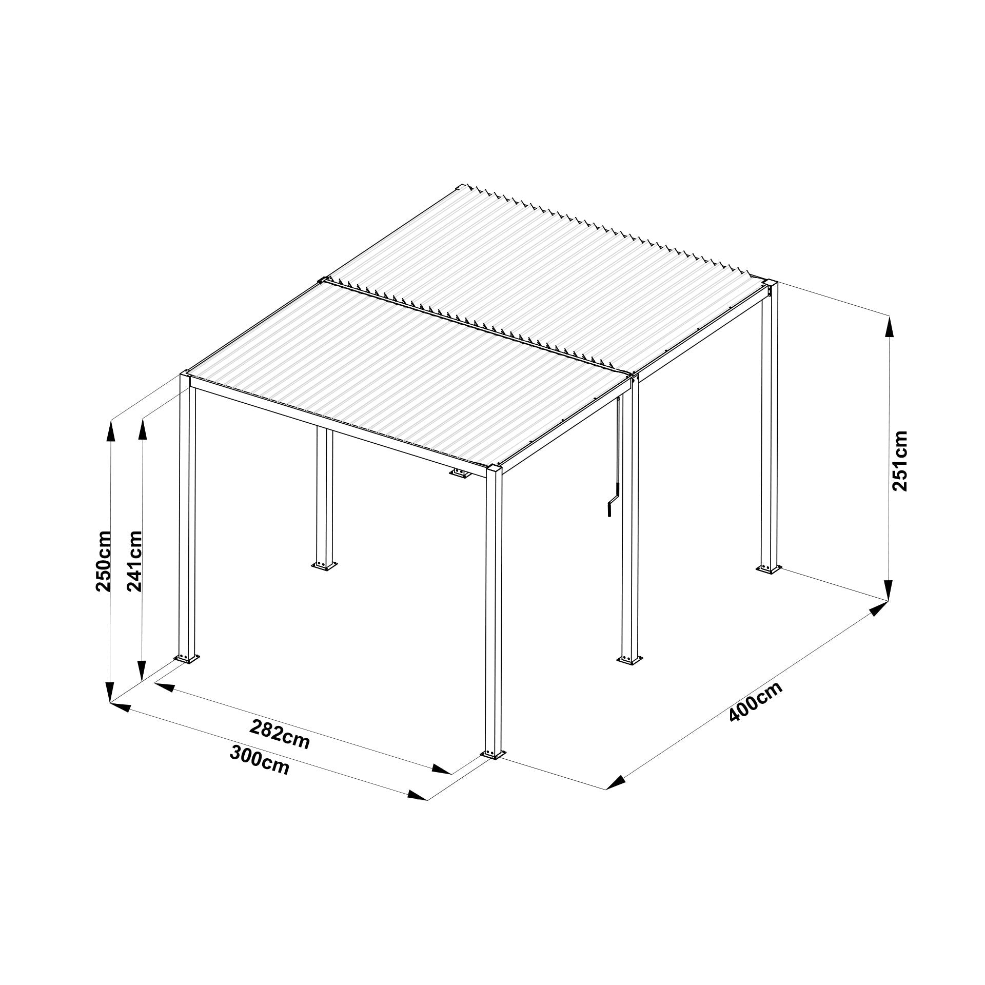 TOUGHOUT Manual Louvre Roof Aluminium Pergola 4m x 3m - Charcoal Grey