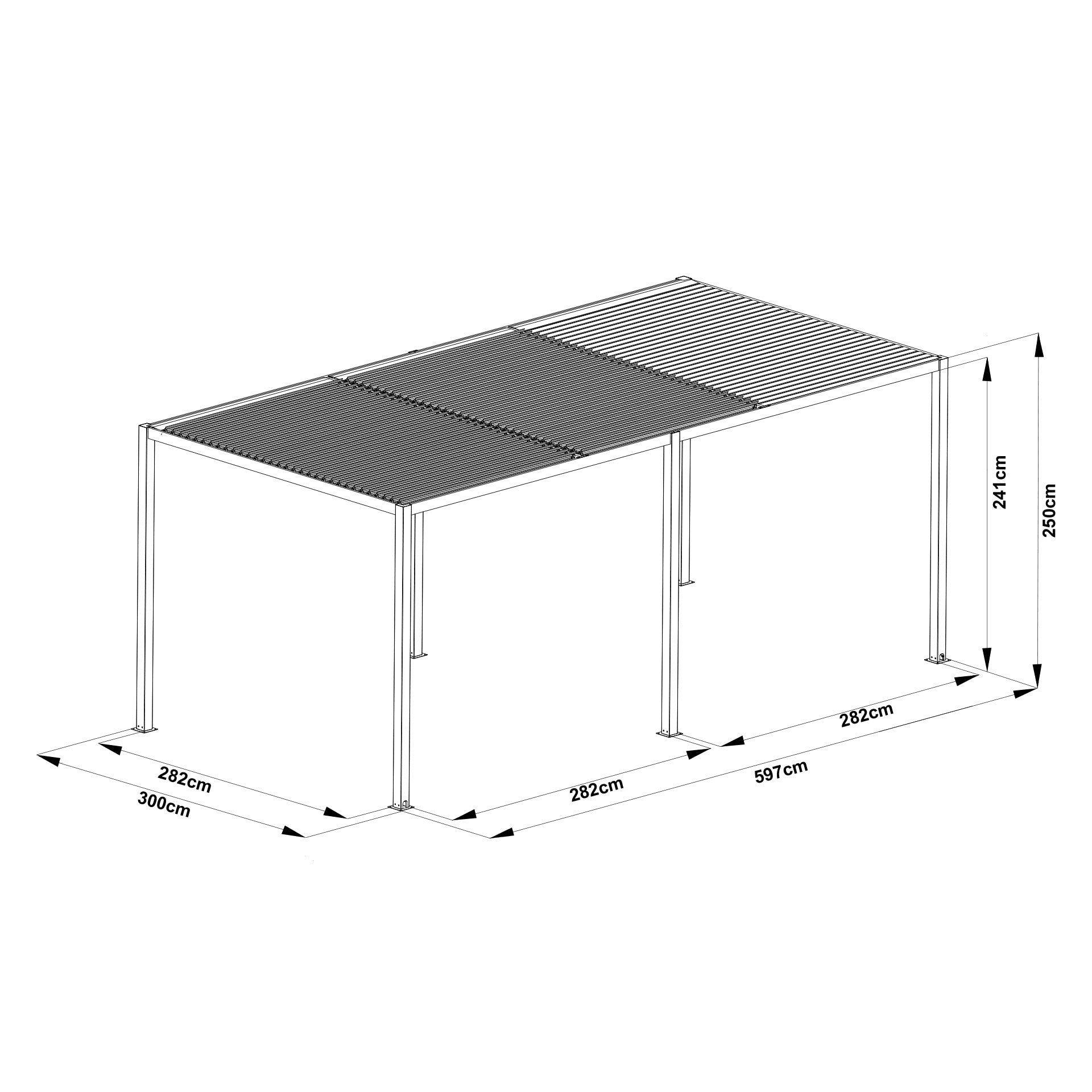 TOUGHOUT Manual Louvre Roof Aluminium Pergola 6m x 3m - Charcoal Grey