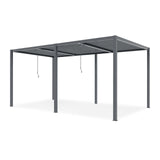 TOUGHOUT Manual Louvre Roof Aluminium Pergola 6m x 3m - Charcoal Grey