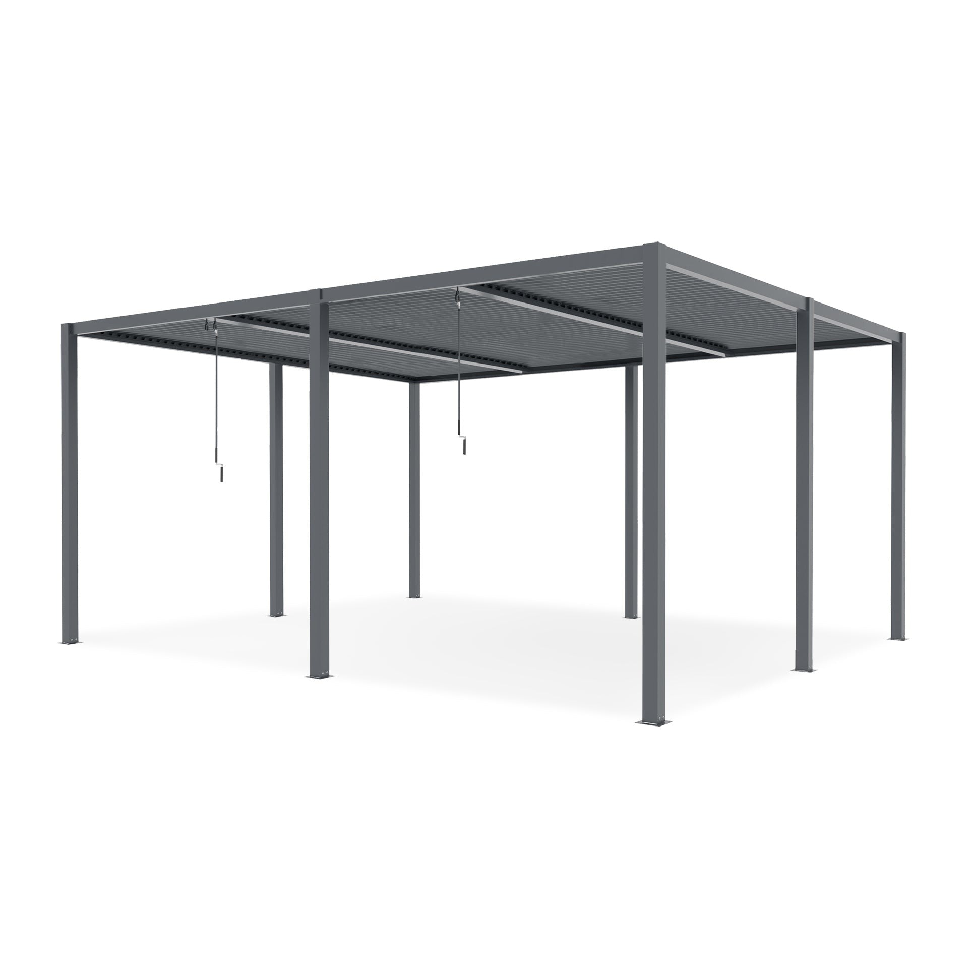 TOUGHOUT Manual Louvre Roof Aluminium Pergola 6m x 4m - Charcoal Grey