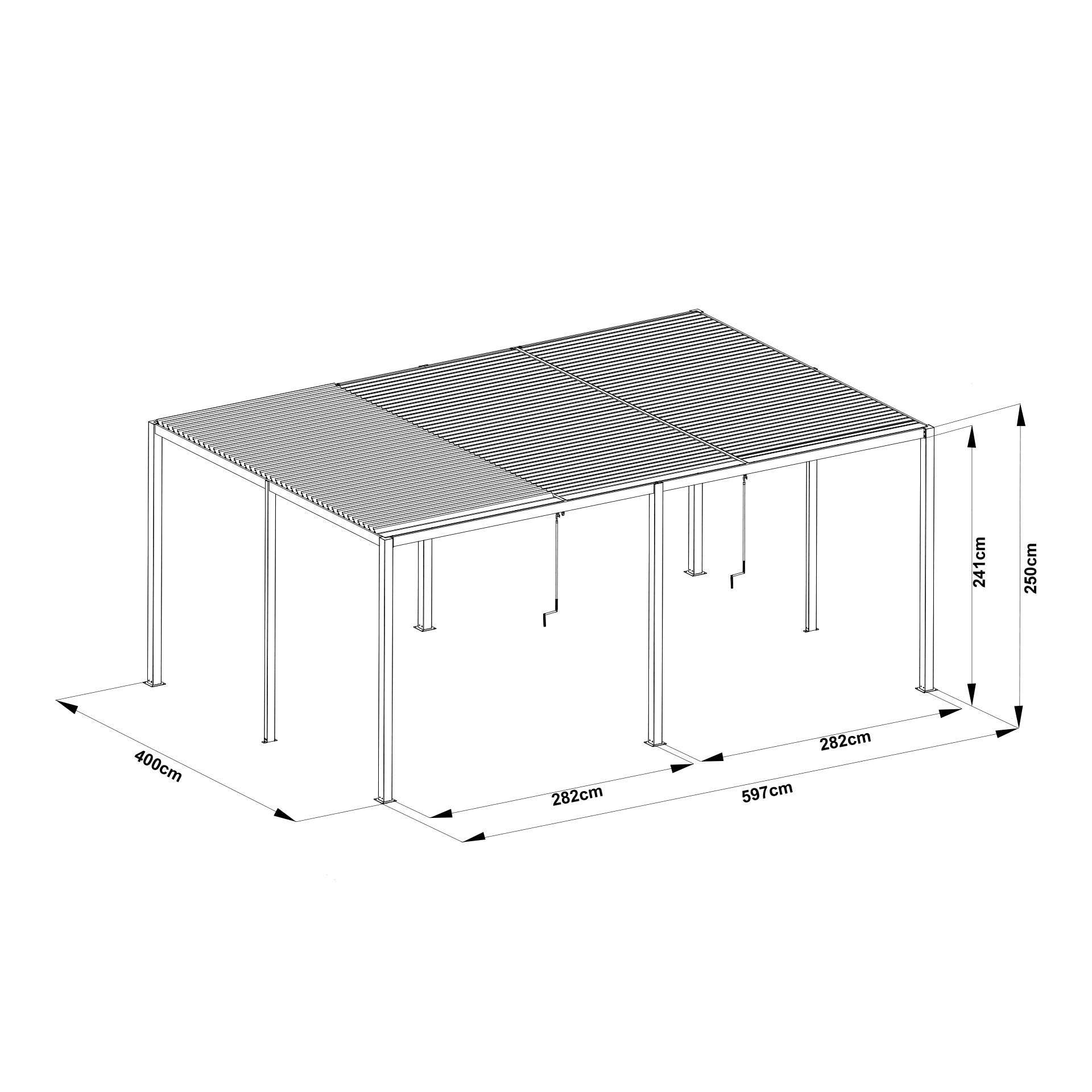 TOUGHOUT Manual Louvre Roof Aluminium Pergola 6m x 4m - Charcoal Grey
