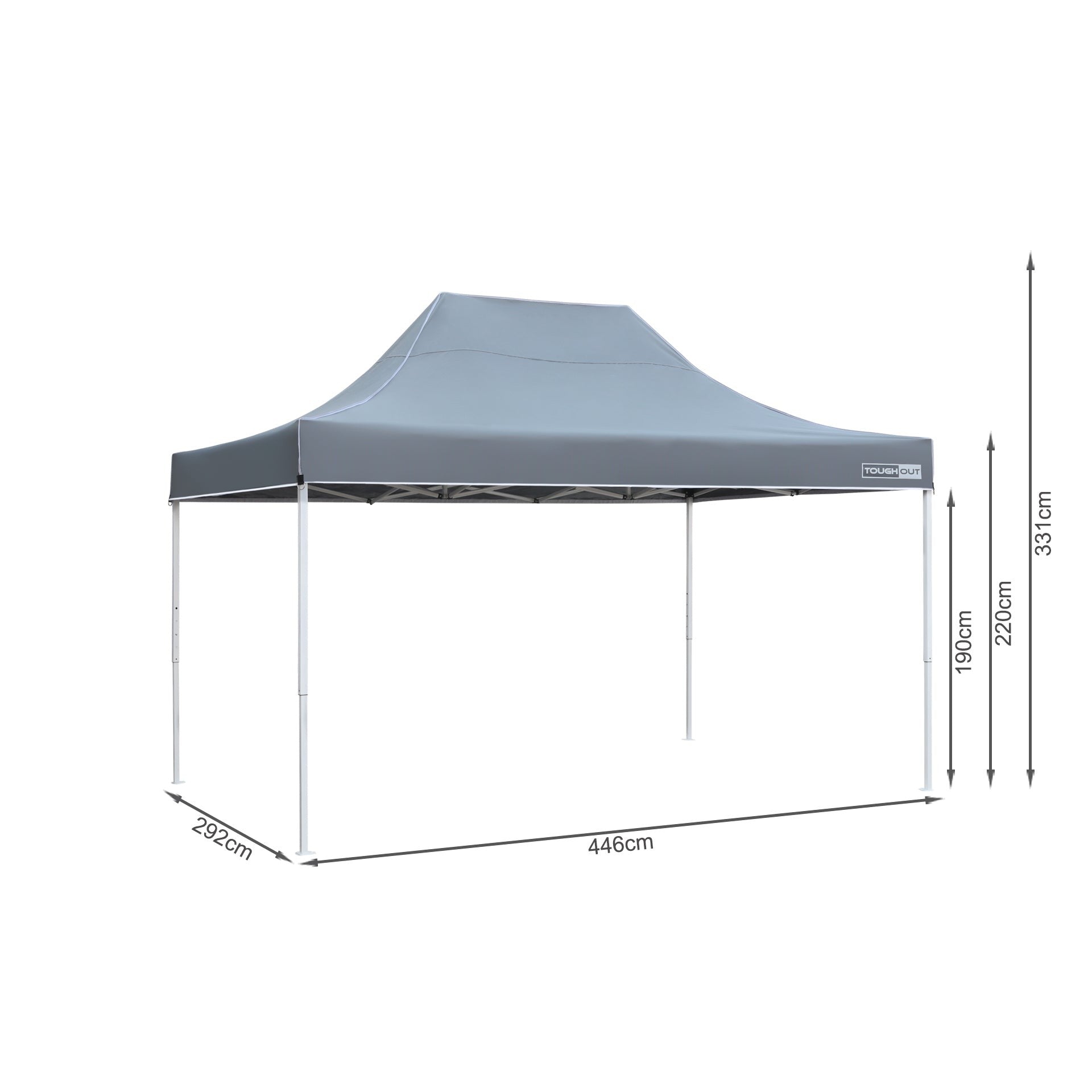 TOUGHOUT Thunderstorm Gazebo 3x4.5M - Grey