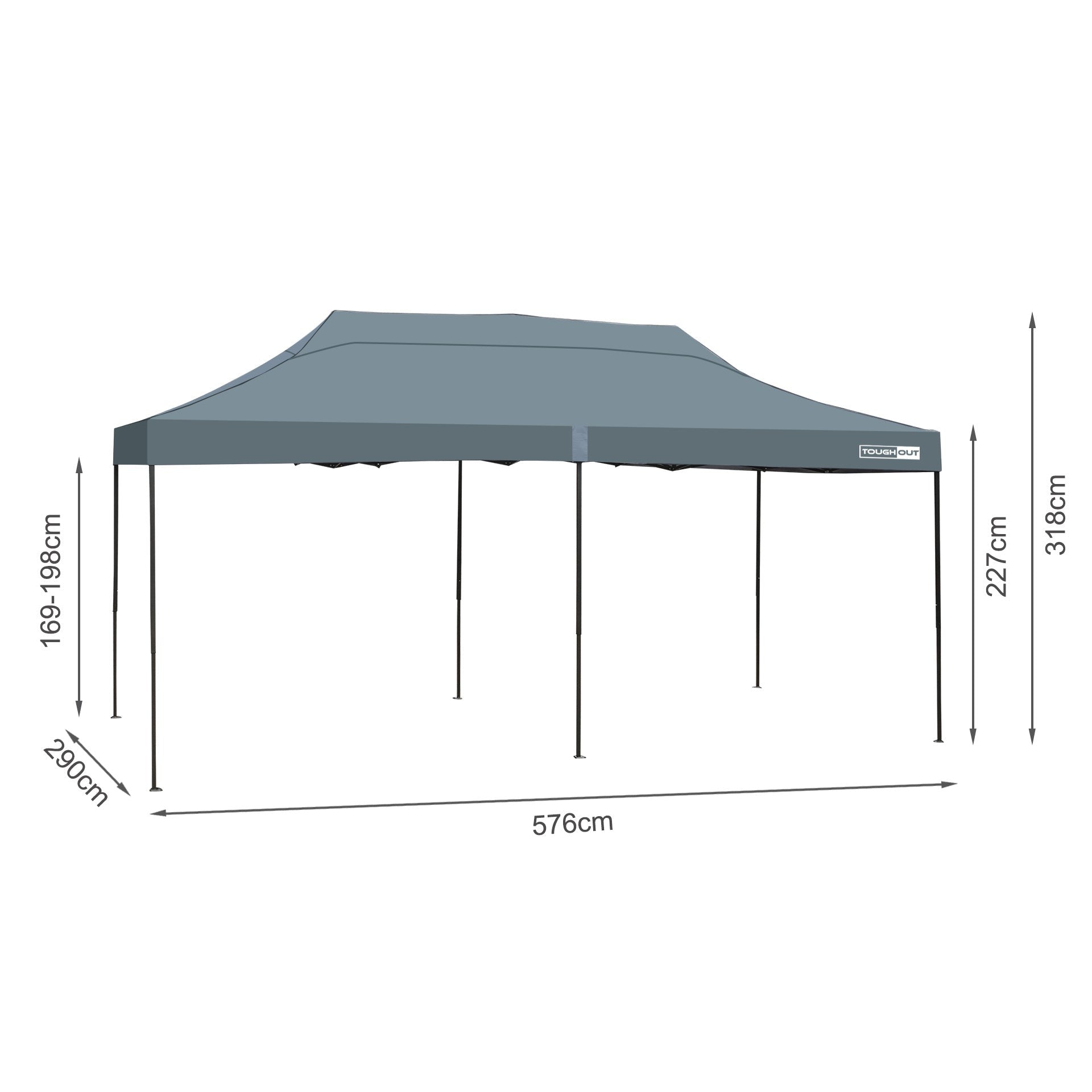TOUGHOUT Breeze Gazebo 3x6M - Grey