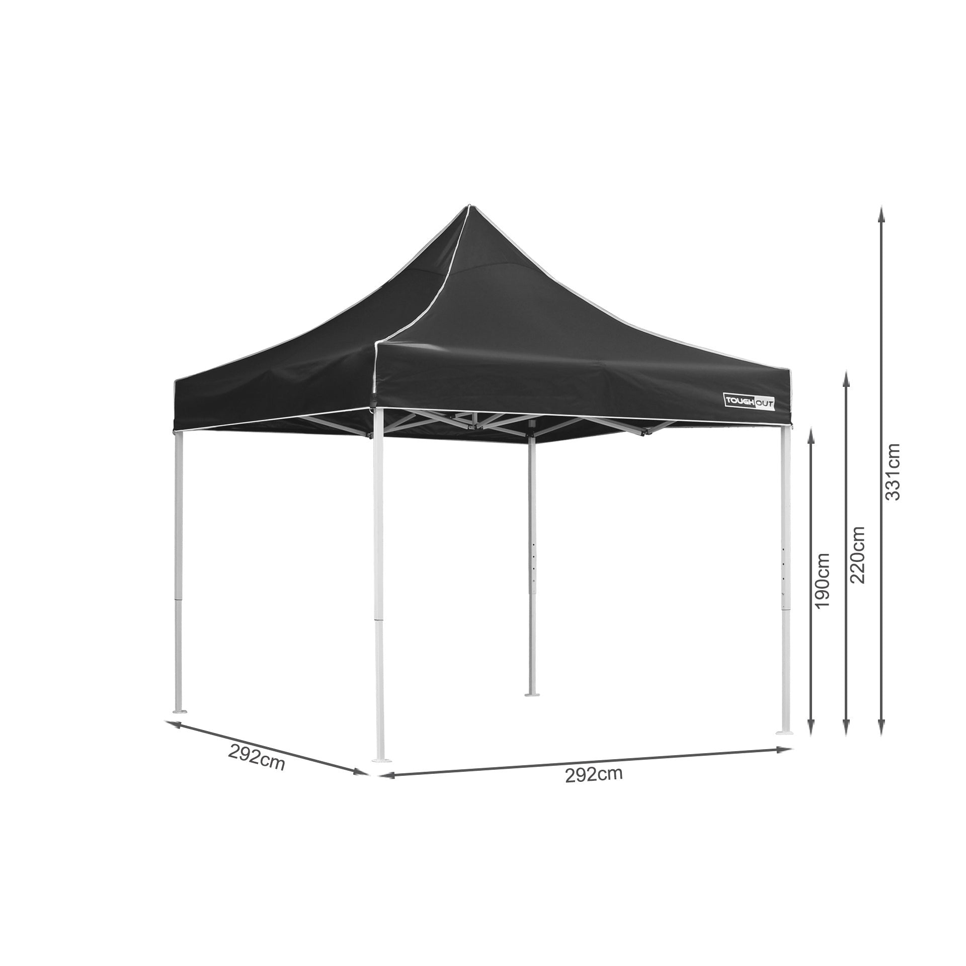 TOUGHOUT Thunderstorm Gazebo 3x3m - Black