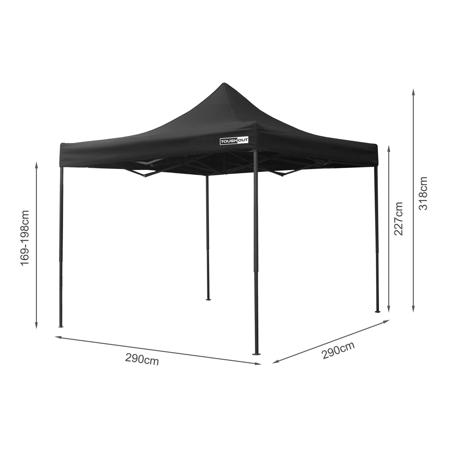TOUGHOUT Breeze Gazebo 3x3M - Black