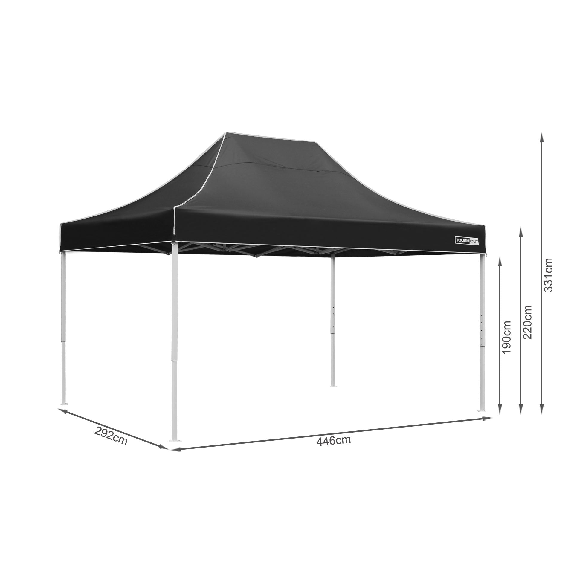 TOUGHOUT Thunderstorm Gazebo 3x4.5M - Black