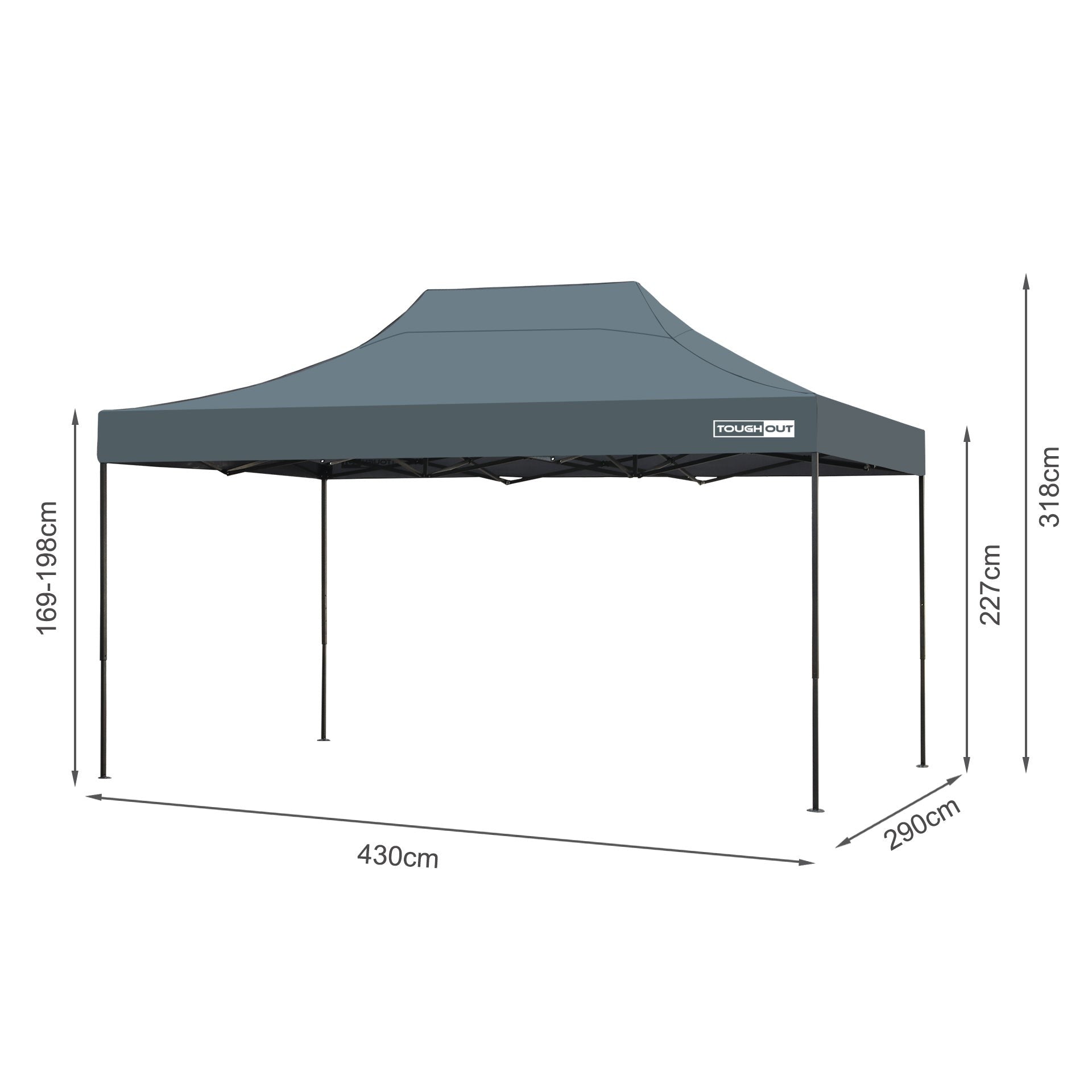 TOUGHOUT Breeze Gazebo 3x4.5M - Grey