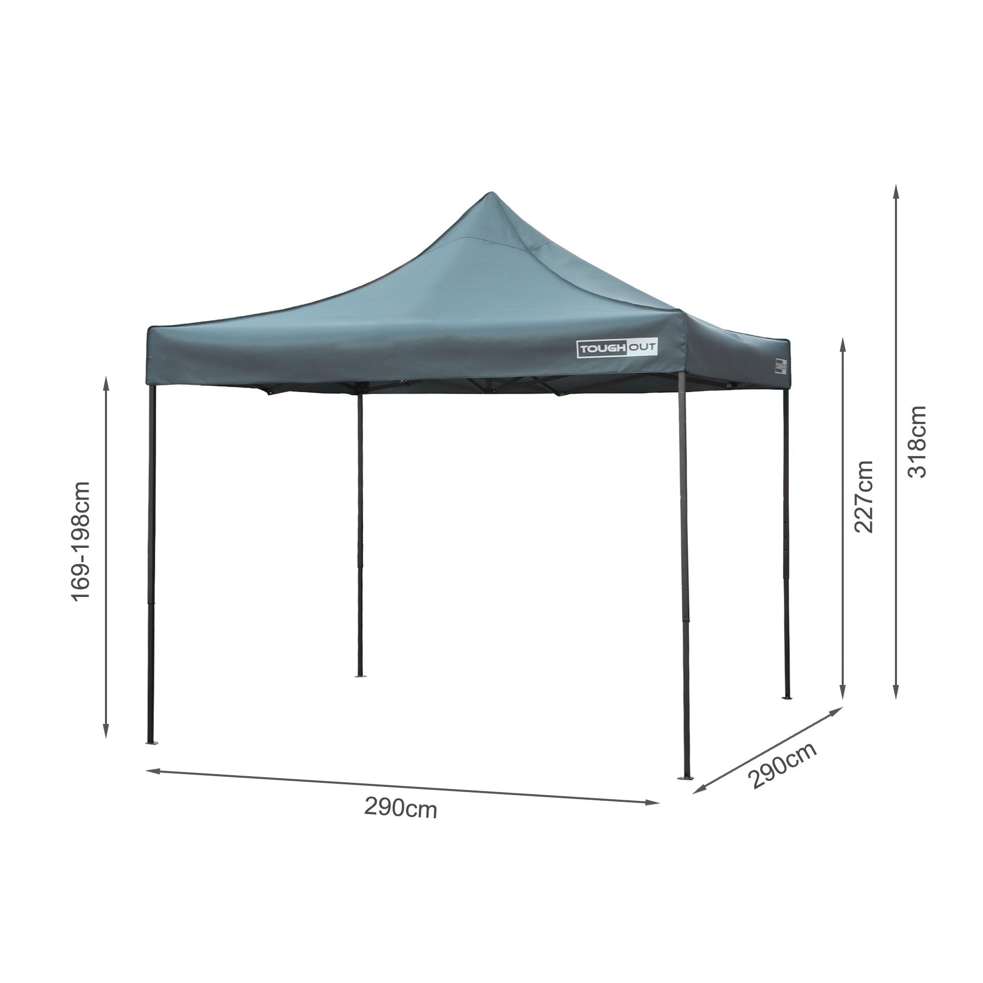 Toughout Breeze Gazebo 3 x 3m - Grey