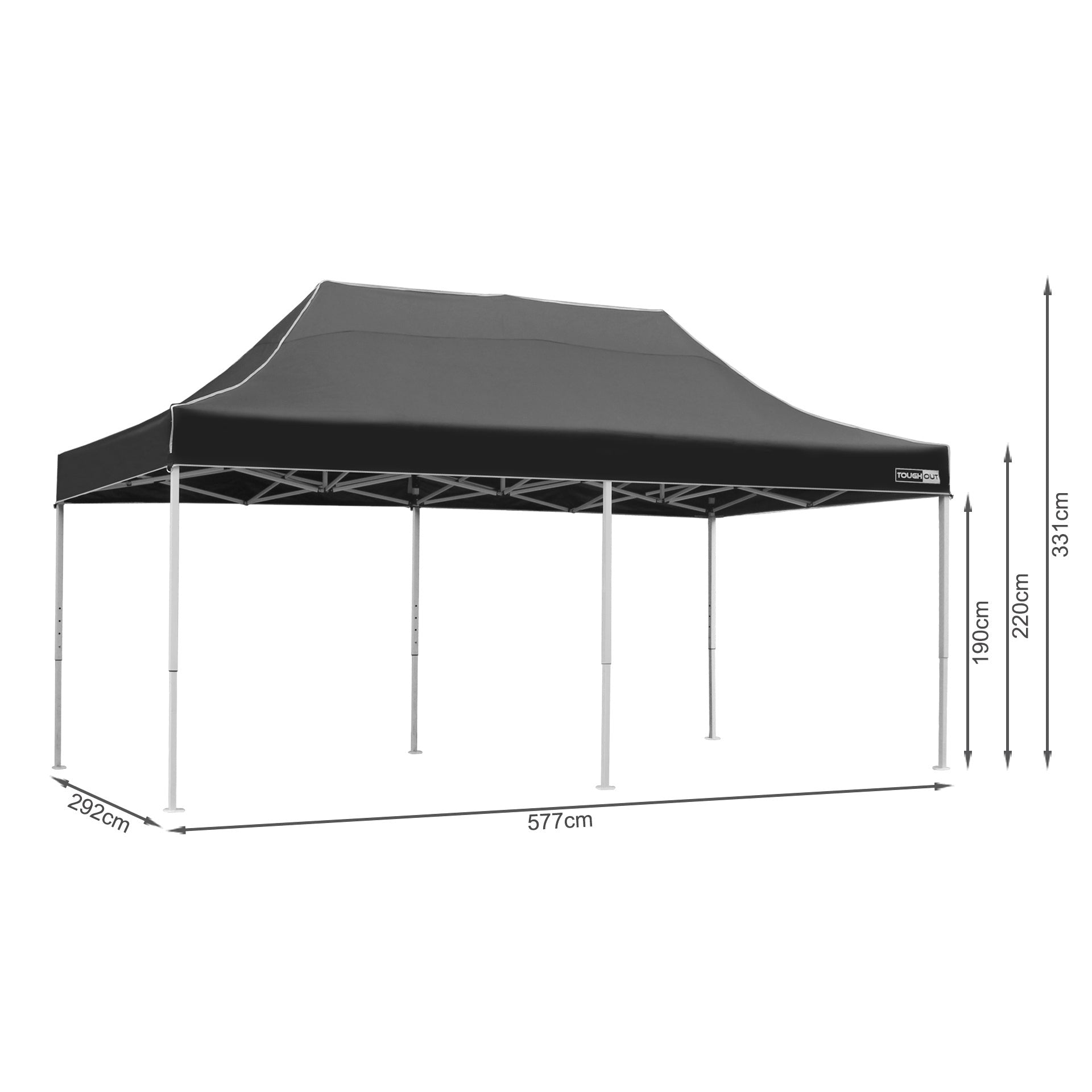 TOUGHOUT Thunderstorm Gazebo 3x6M - Black
