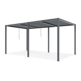 TOUGHOUT Manual Louvre Roof Aluminium Pergola 6m x 3m - Charcoal Grey