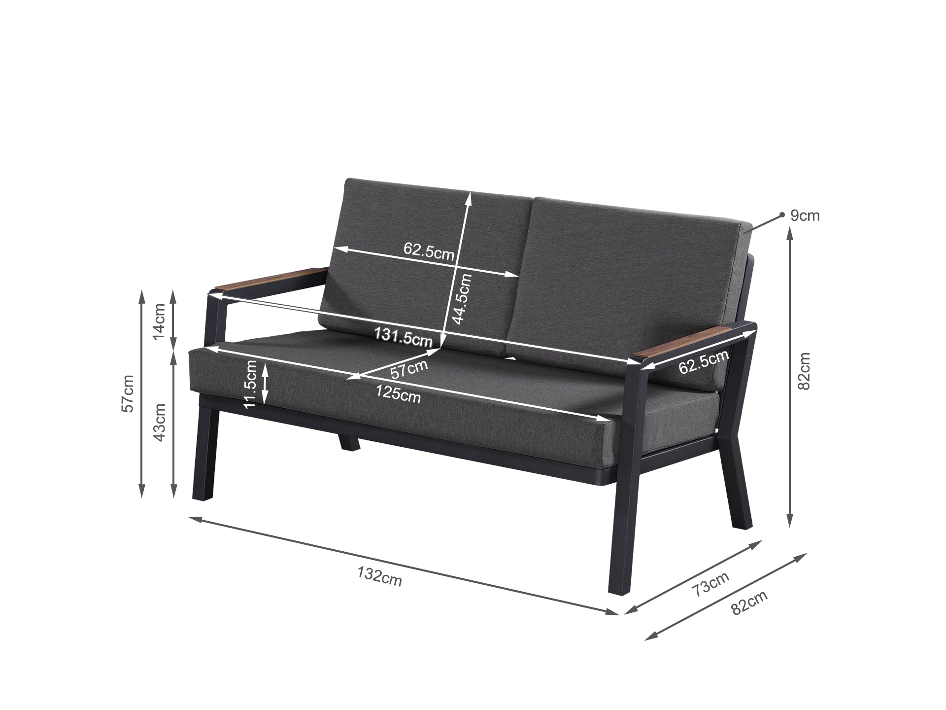 Wellesley 4 Piece Outdoor Sofa Set - Dark Grey