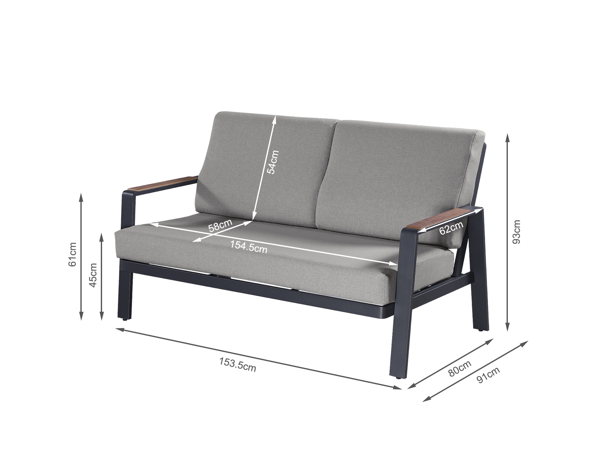 Campbell 4 Piece Outdoor Sofa Set - Grey