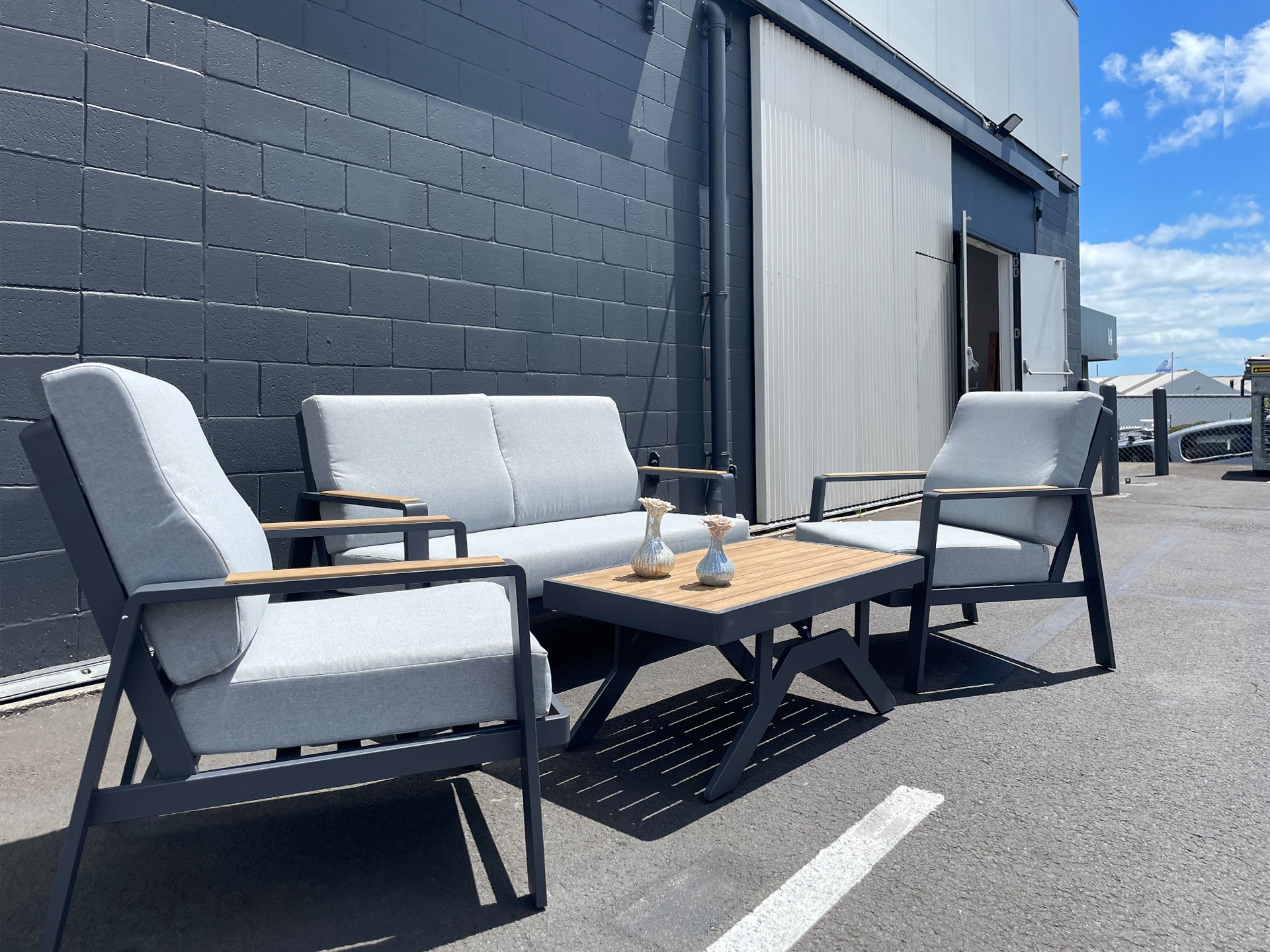 Campbell 4 Piece Outdoor Sofa Set - Grey